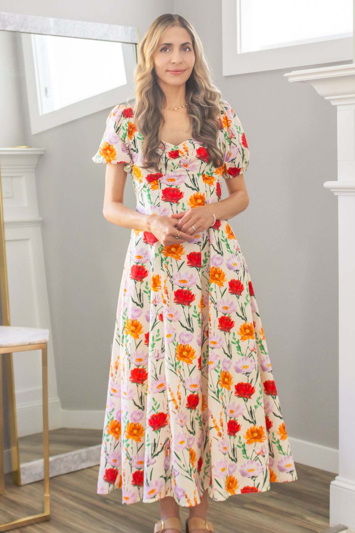 Autumn Wildflowers Babydoll Maxi Dress