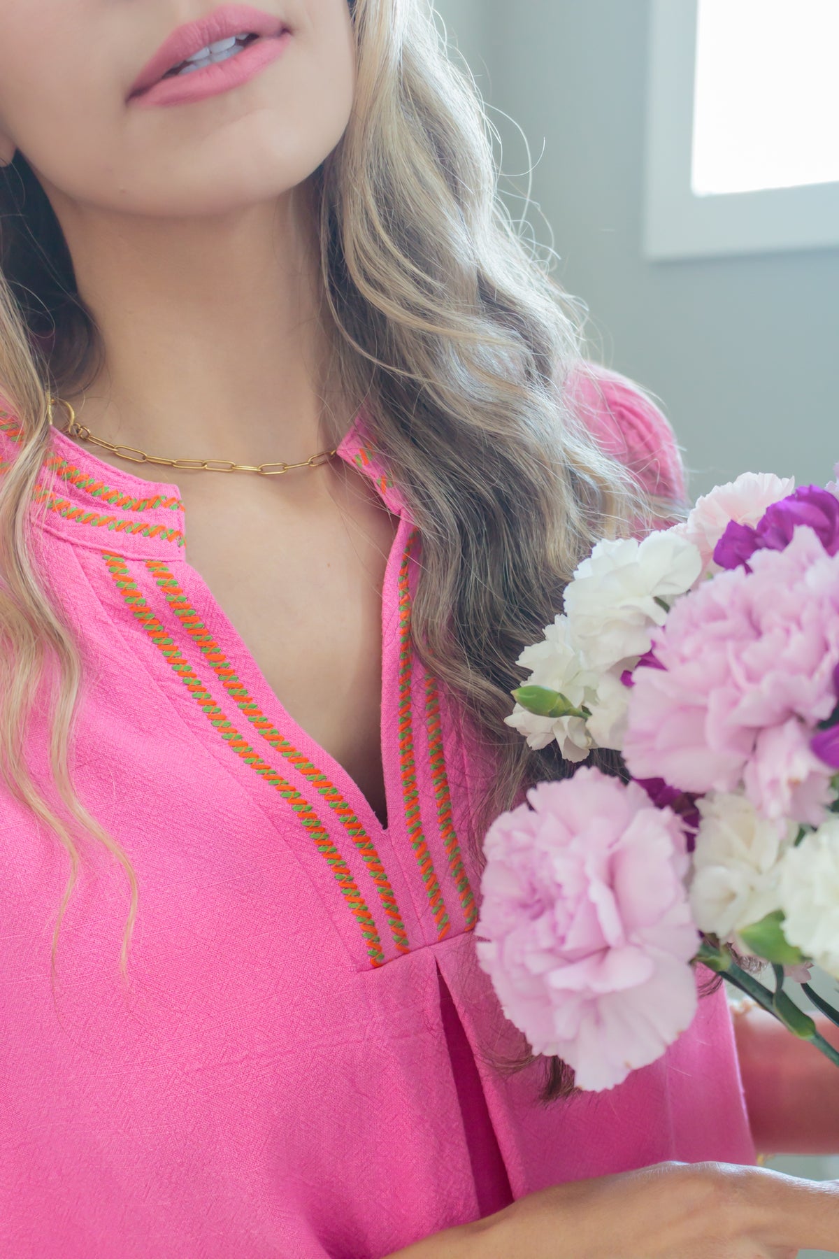 Love At First Sight Linen Top In Peony