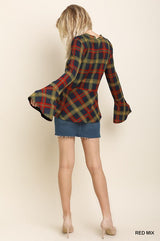 Plaid Babydoll Top -SALE-