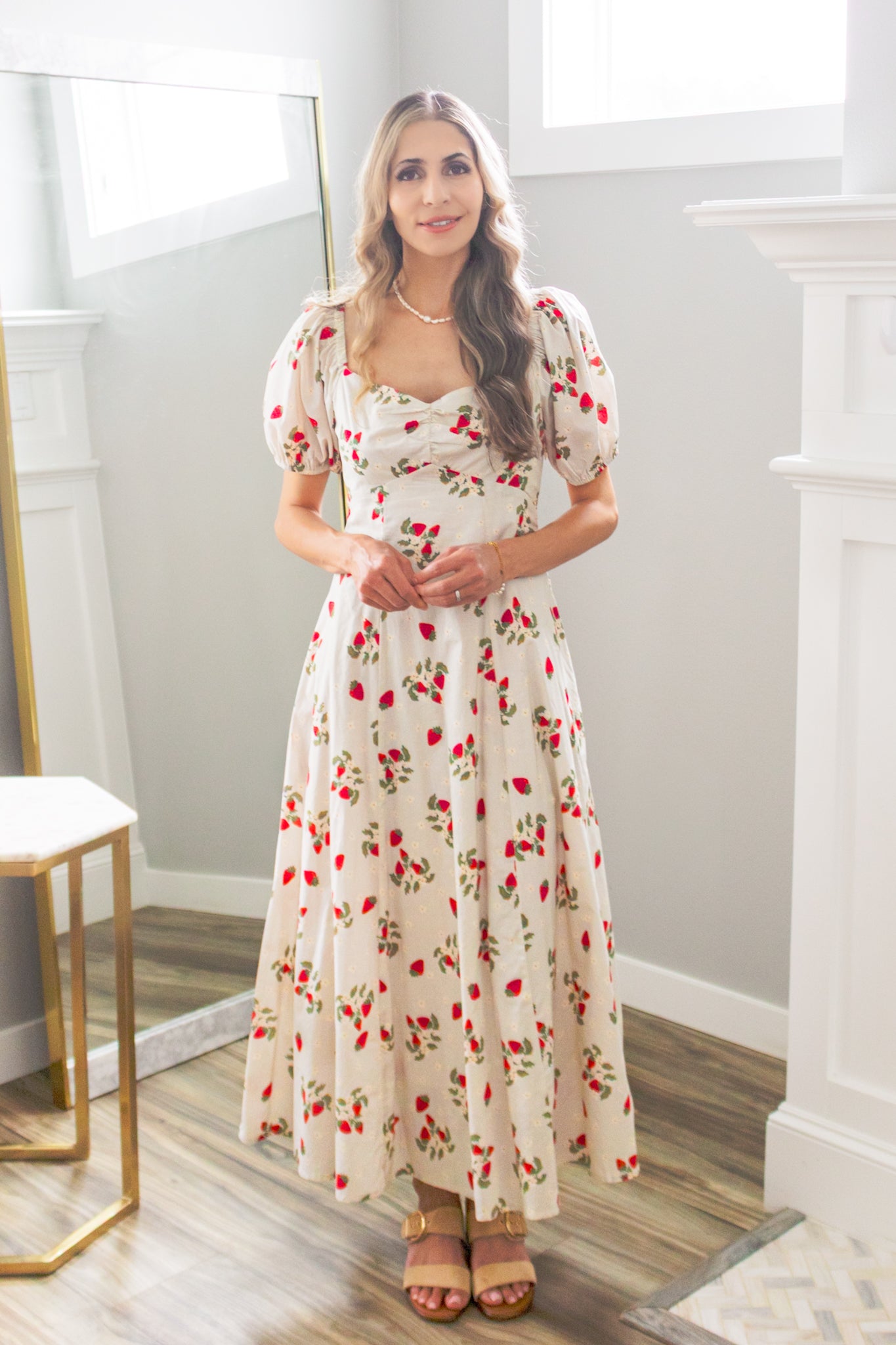 Strawberry Maxi Dress In 100 Cotton