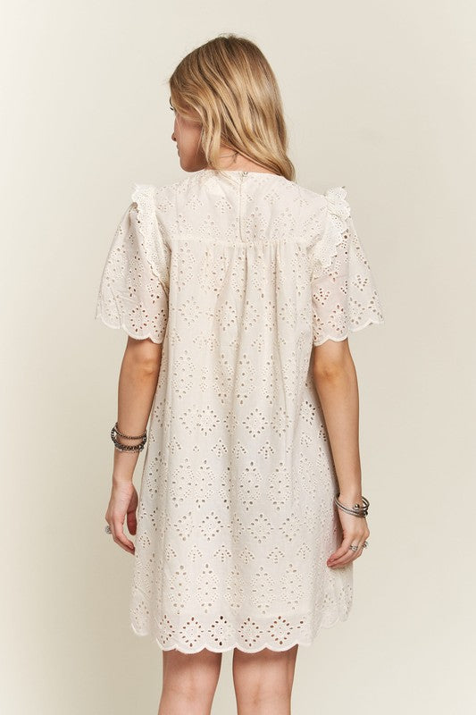 Tea Time Eyelet Ruffle Cotton Dress