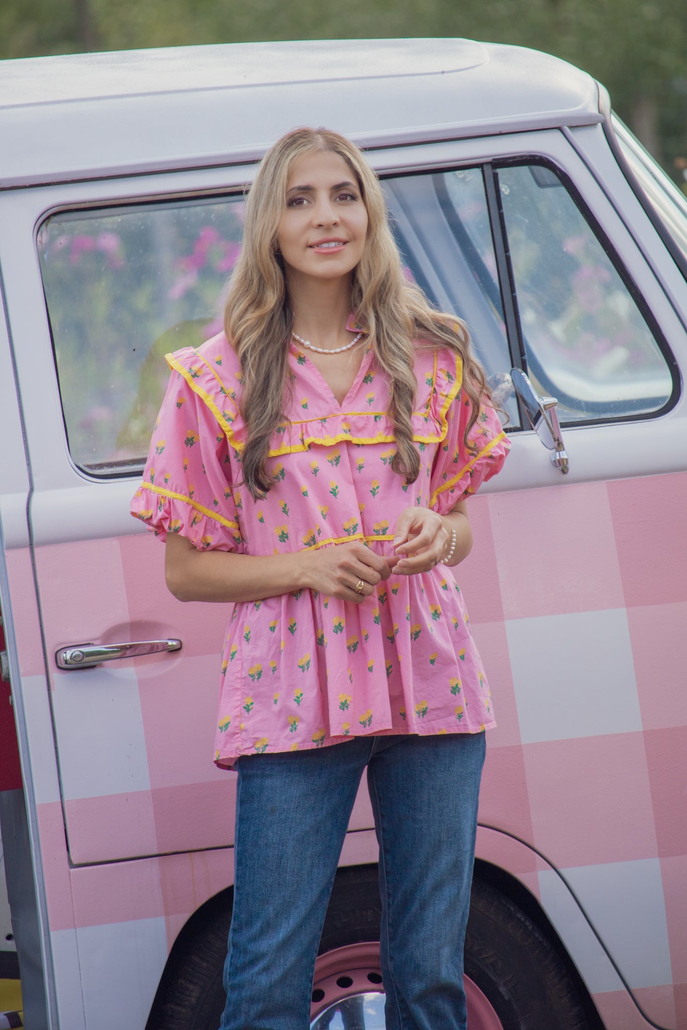 Pink Lemonade Babydoll Floral Blouse