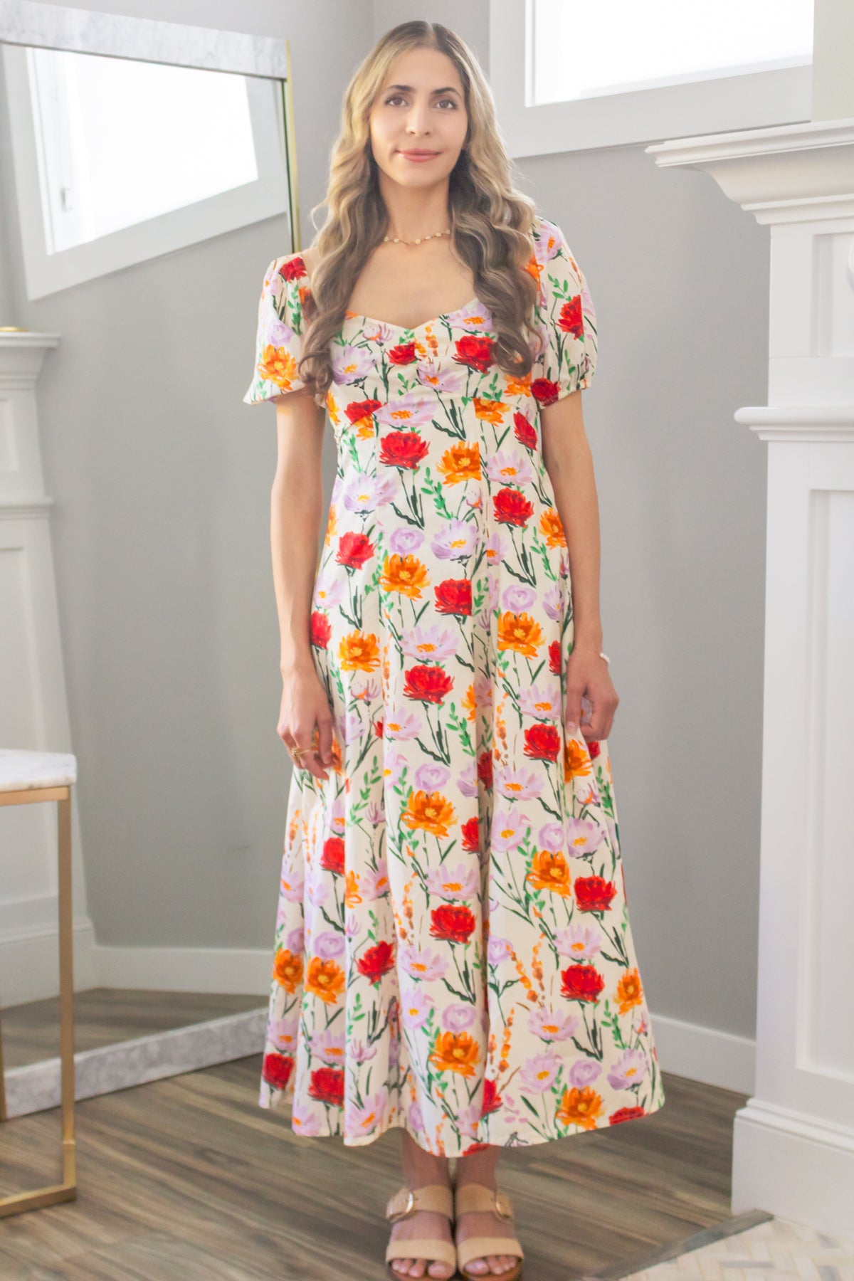 Autumn Wildflowers Babydoll Maxi Dress