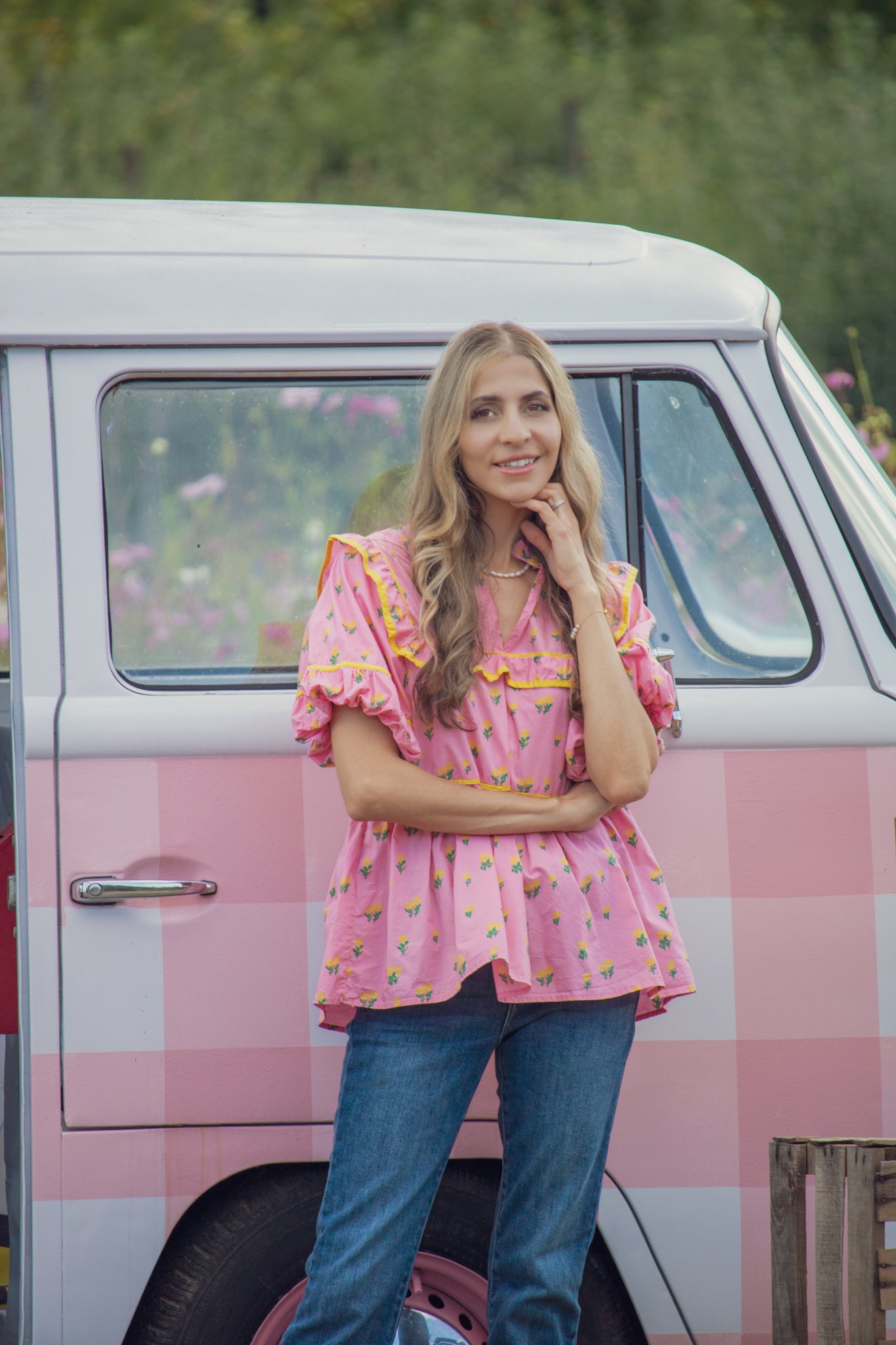 Pink Lemonade Babydoll Floral Blouse