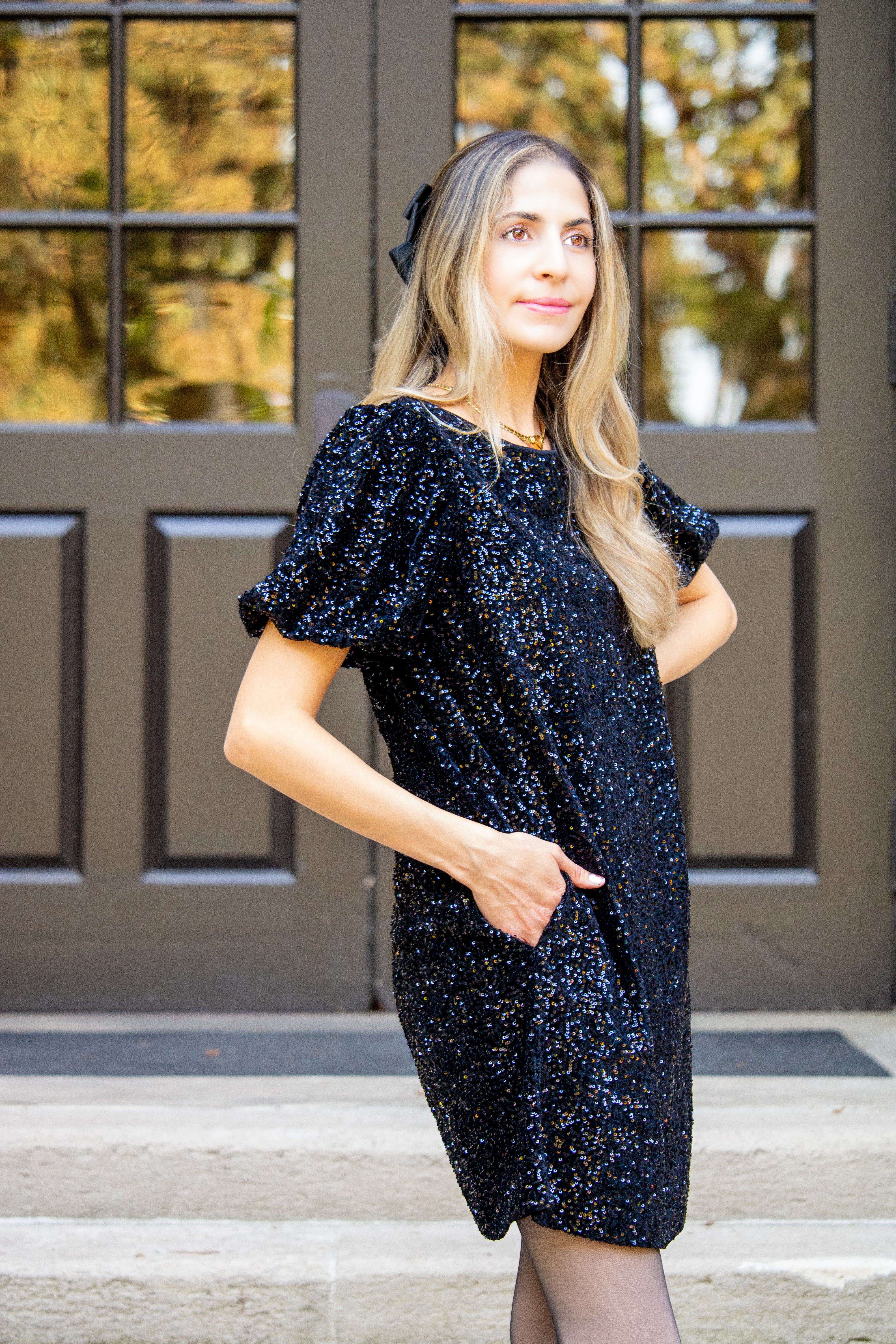 Sequin Shirt Dress In Swifty Midnight -FINAL SALE-( Size S & 1X left)