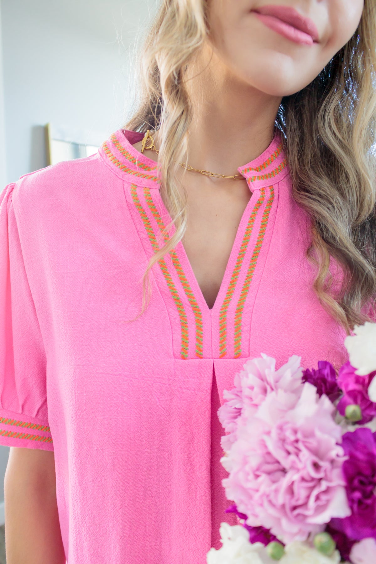 Love At First Sight Linen Top In Peony