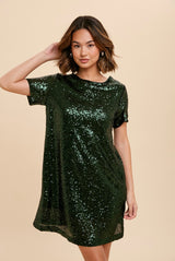 Emerald Green Swifty Sequin Shirt Dress Folklore Era