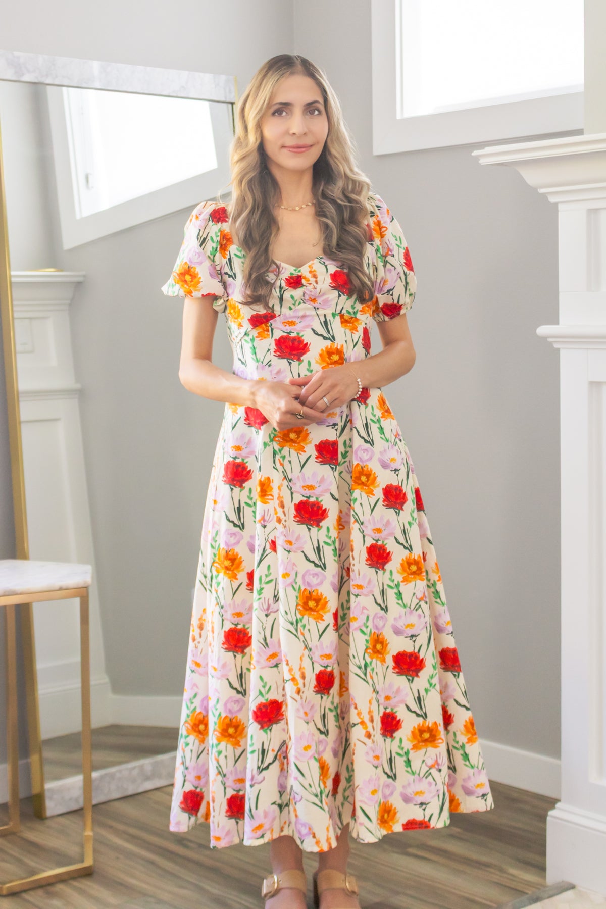 Autumn Wildflowers Babydoll Maxi Dress