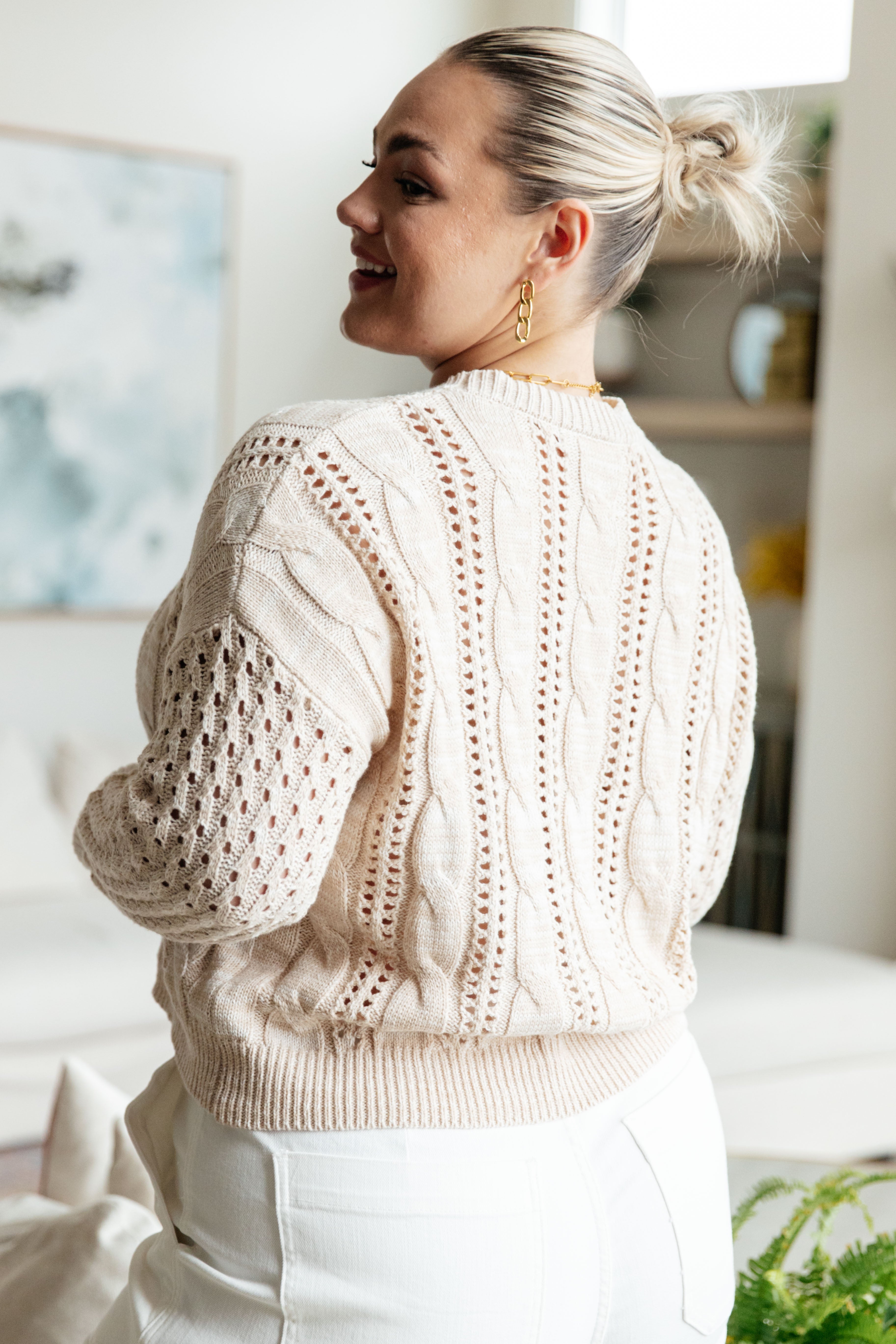 Cable Knit Sweater in Cream