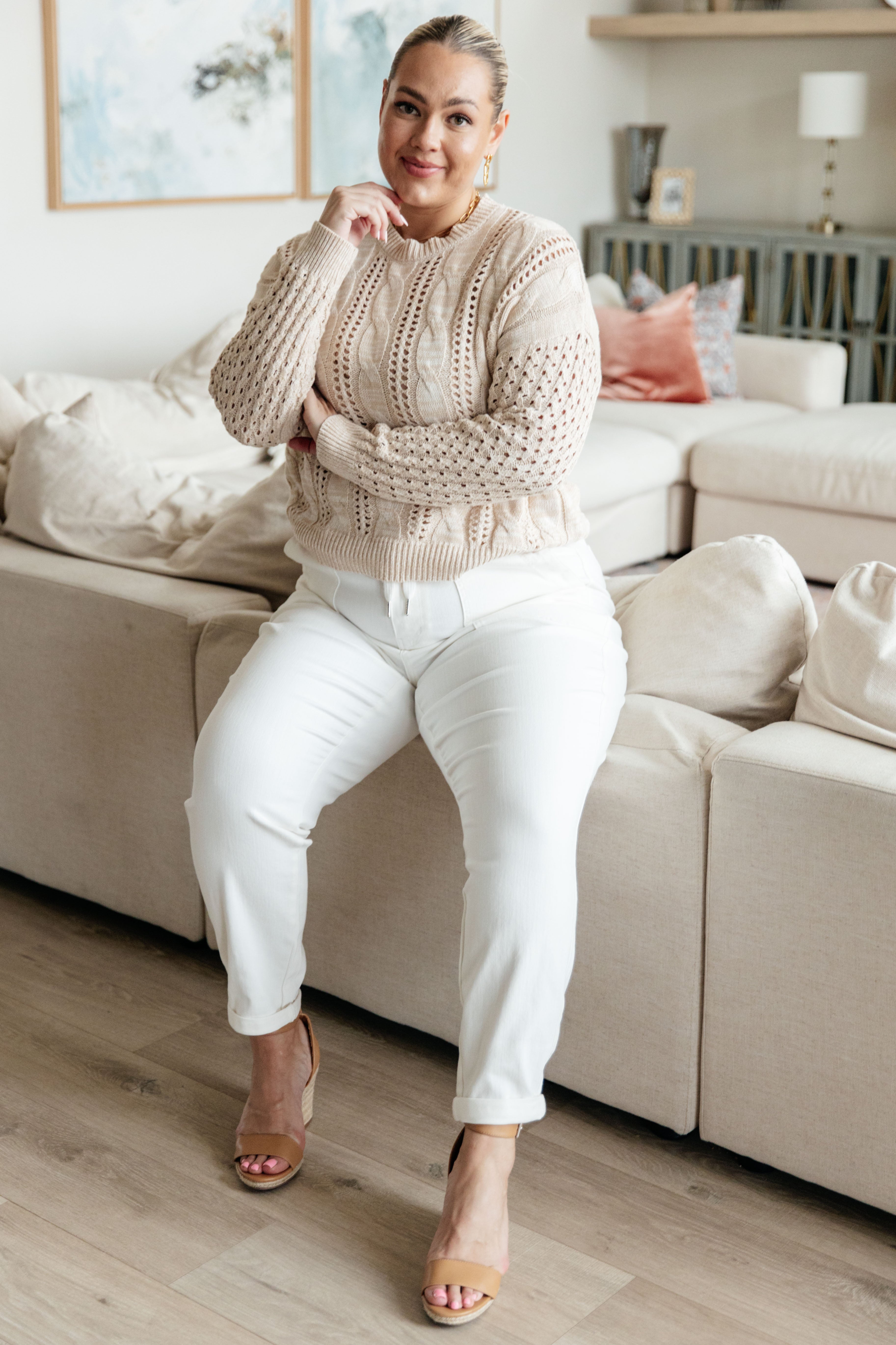 Cable Knit Sweater in Cream