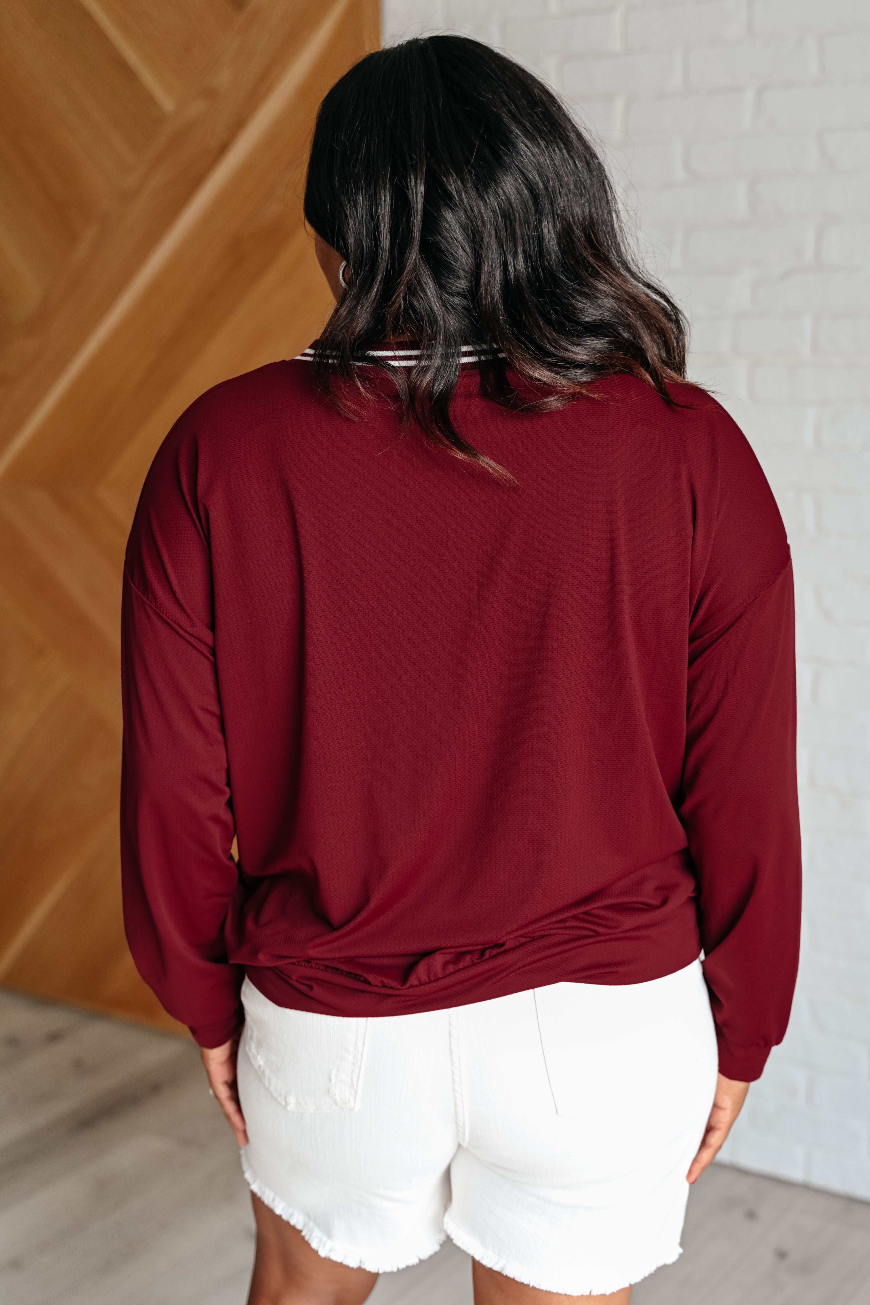 Tennis Club V-Neck Pullover in Red Merlot