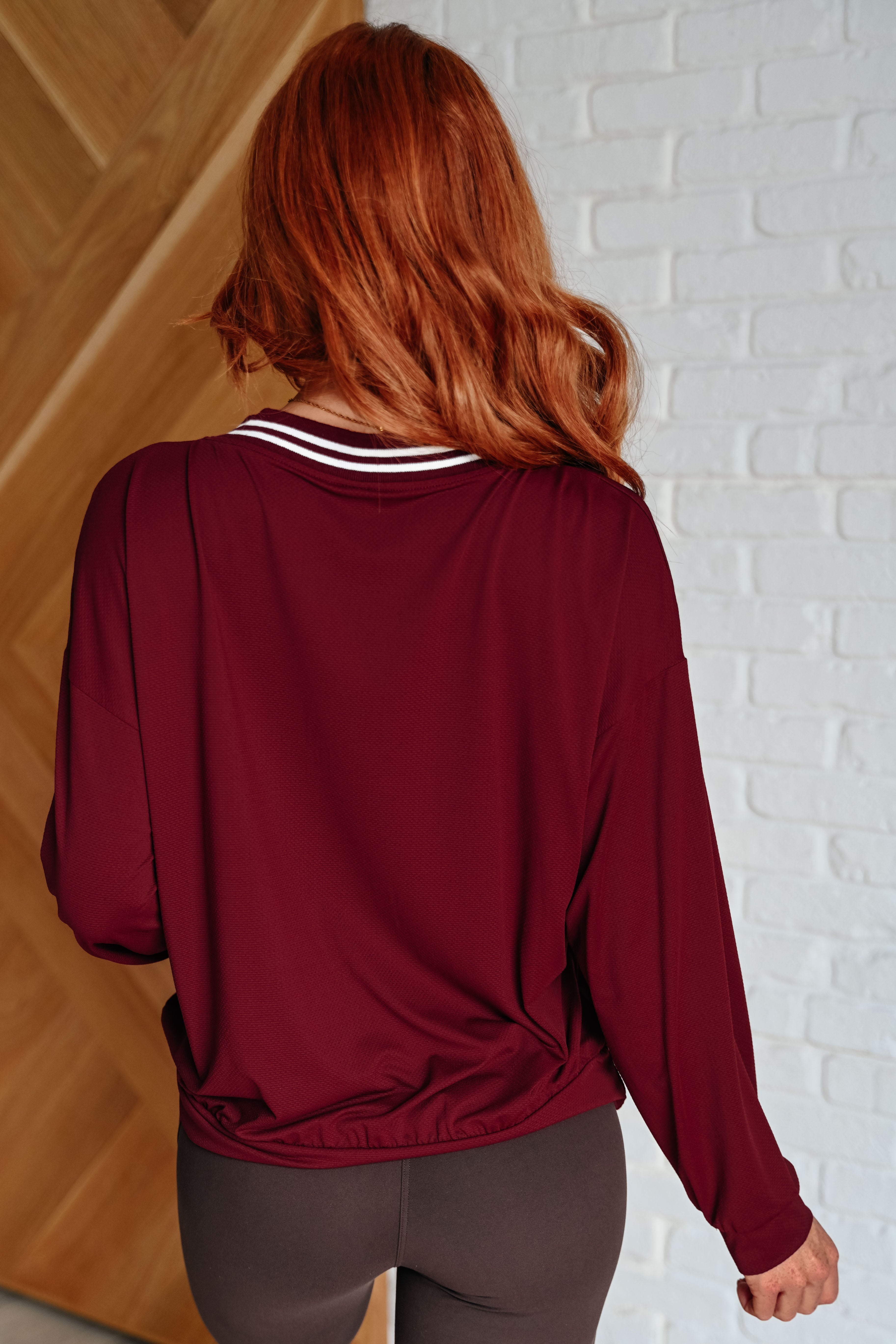 Tennis Club V-Neck Pullover in Red Merlot