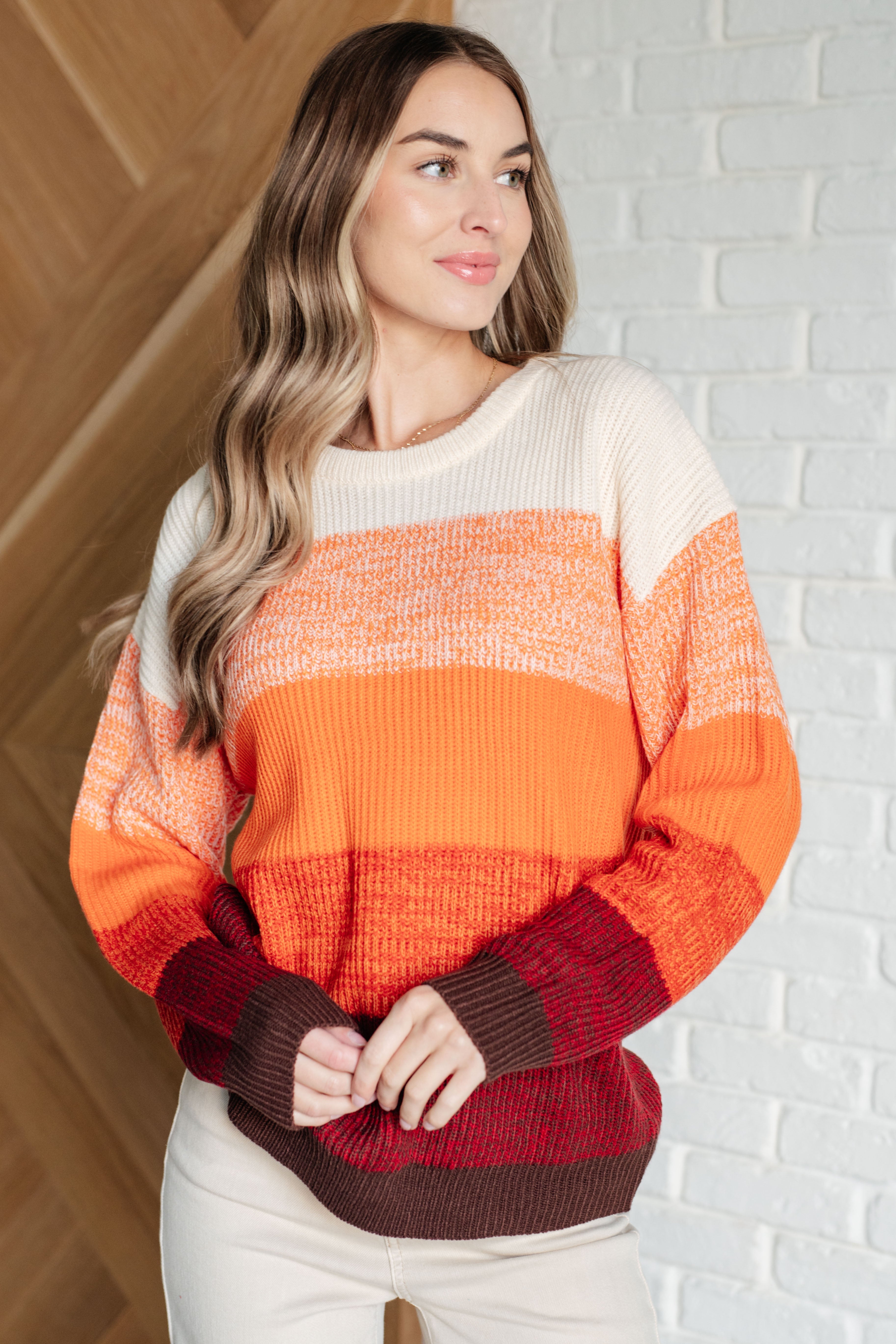 Pumpkin Spice Color Block Sweater