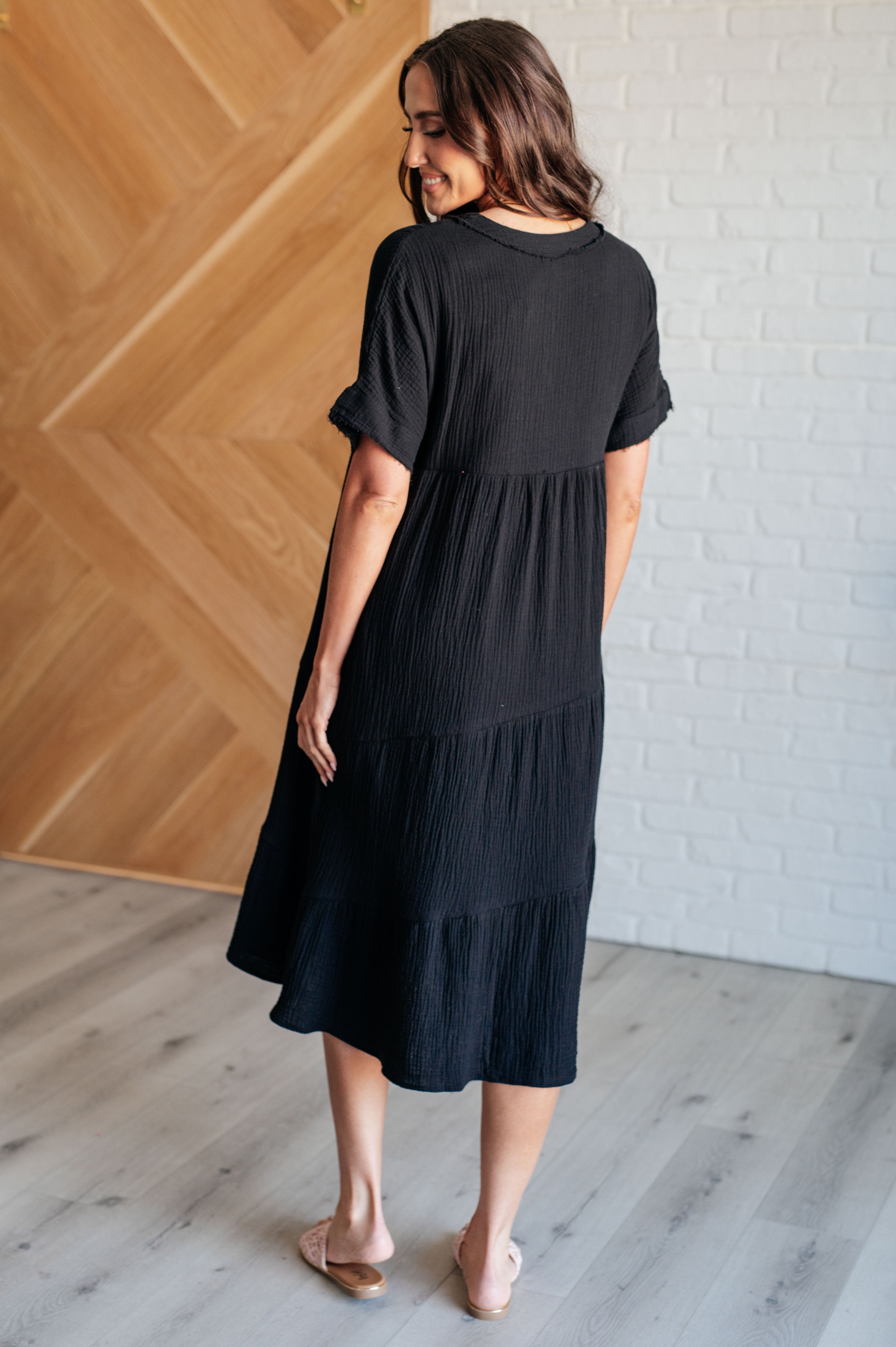 Classic Beauty Dolman Sleeve Dress in Black