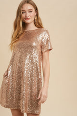 Taylor Swifty Sequin Dress In Rose Gold Era -SALE- (SIZE SMALL + MEDIUM LEFT)
