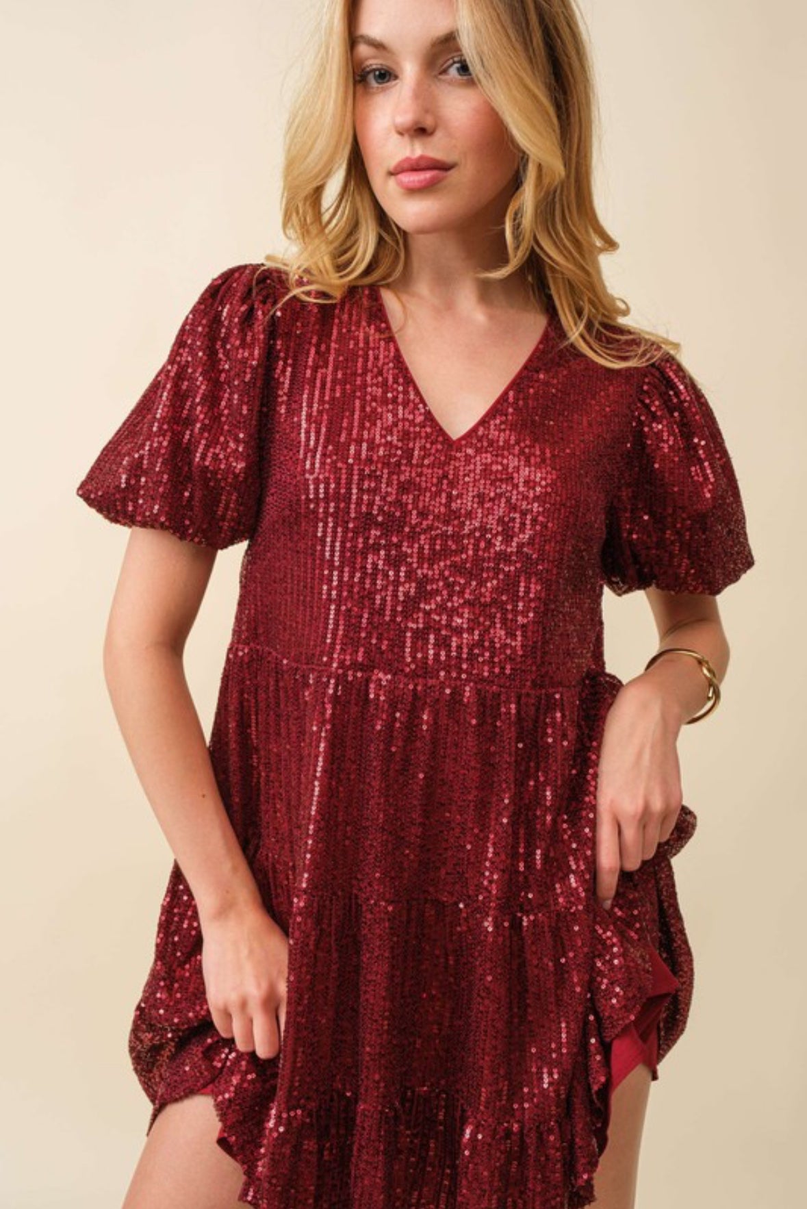 Sequin Shirt Dress In Swifty Red Era Final -SALE-