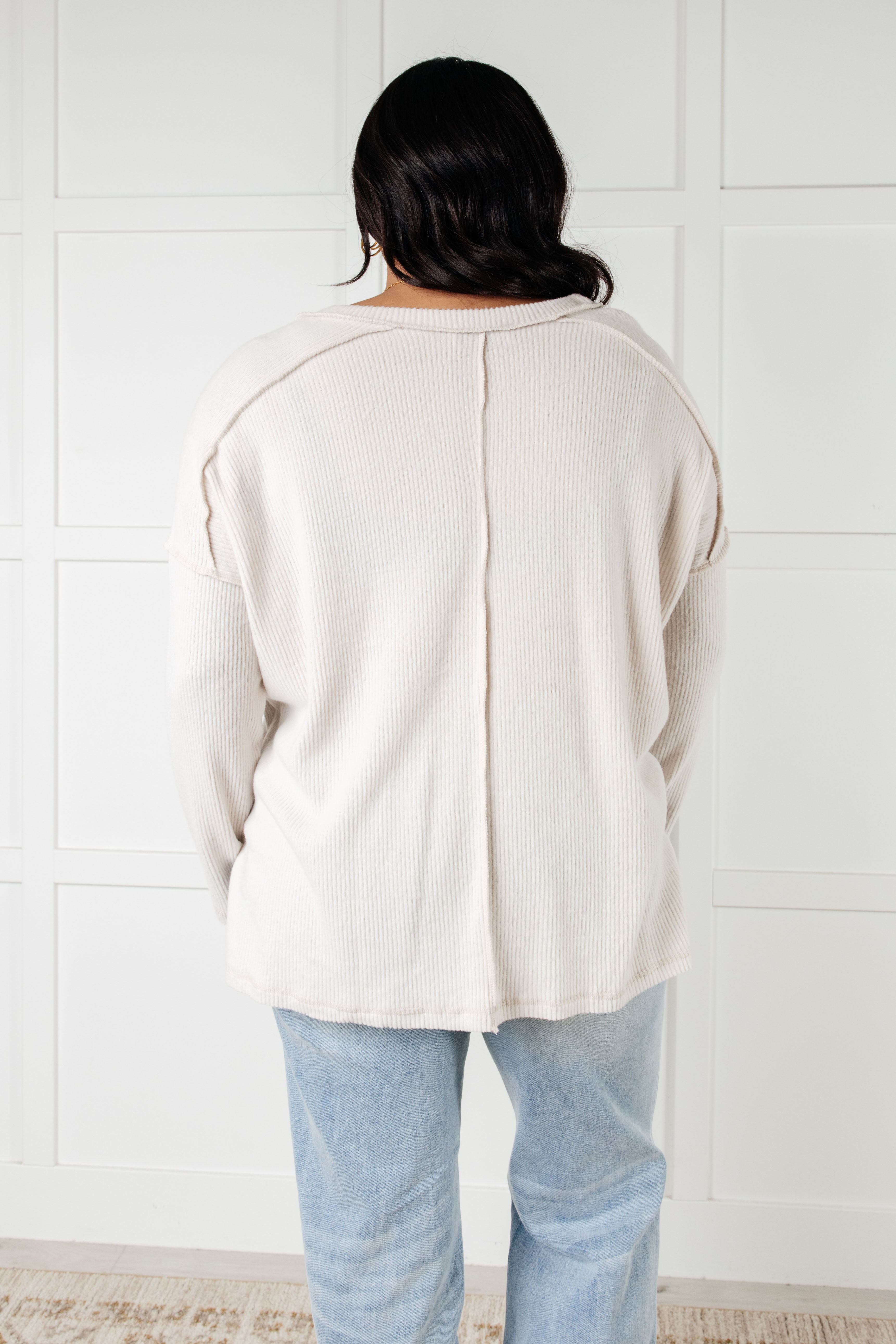 Warm & Cozy Hacci Knit Top in Sandy Beige