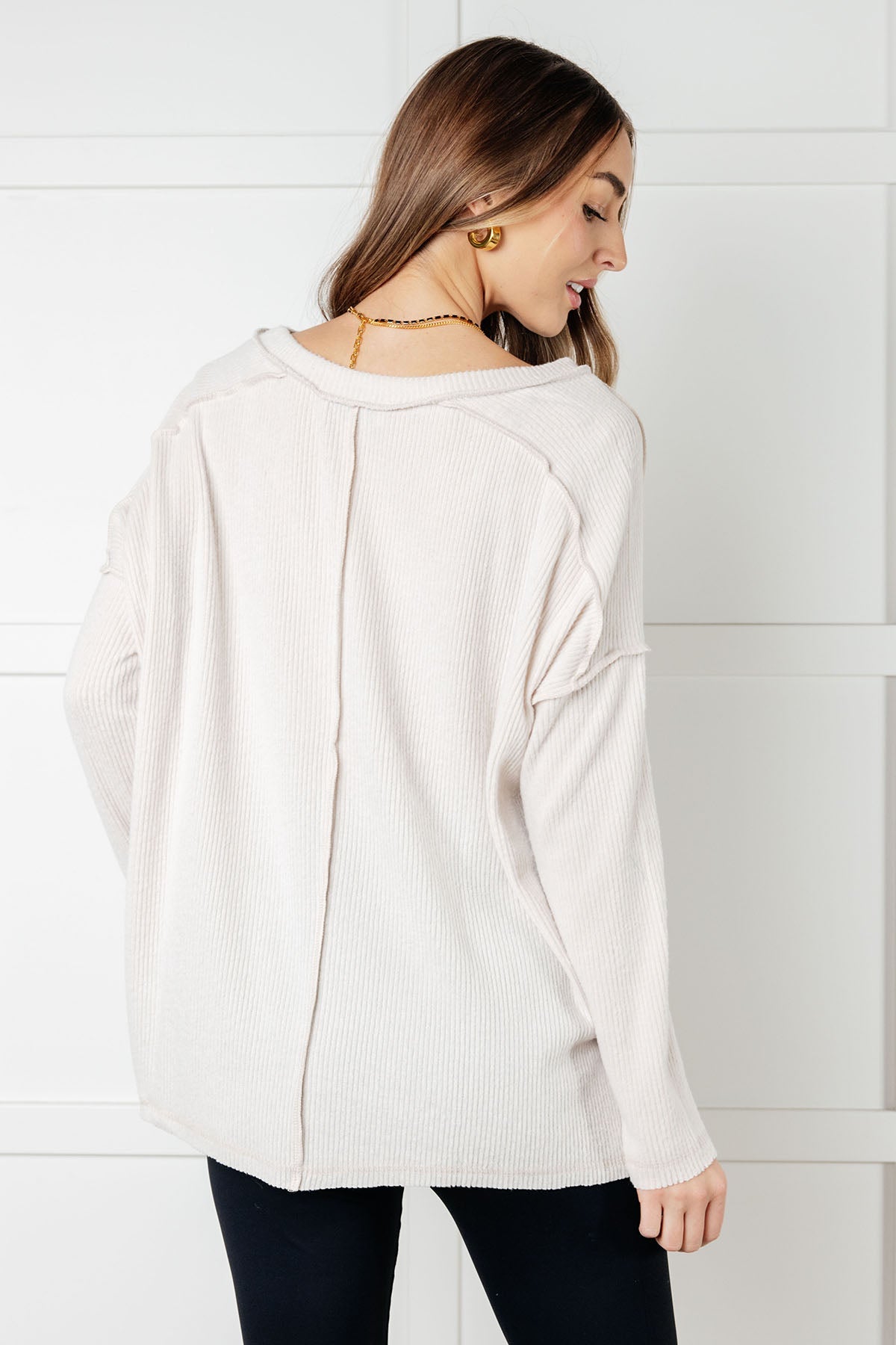 Warm & Cozy Hacci Knit Top in Sandy Beige