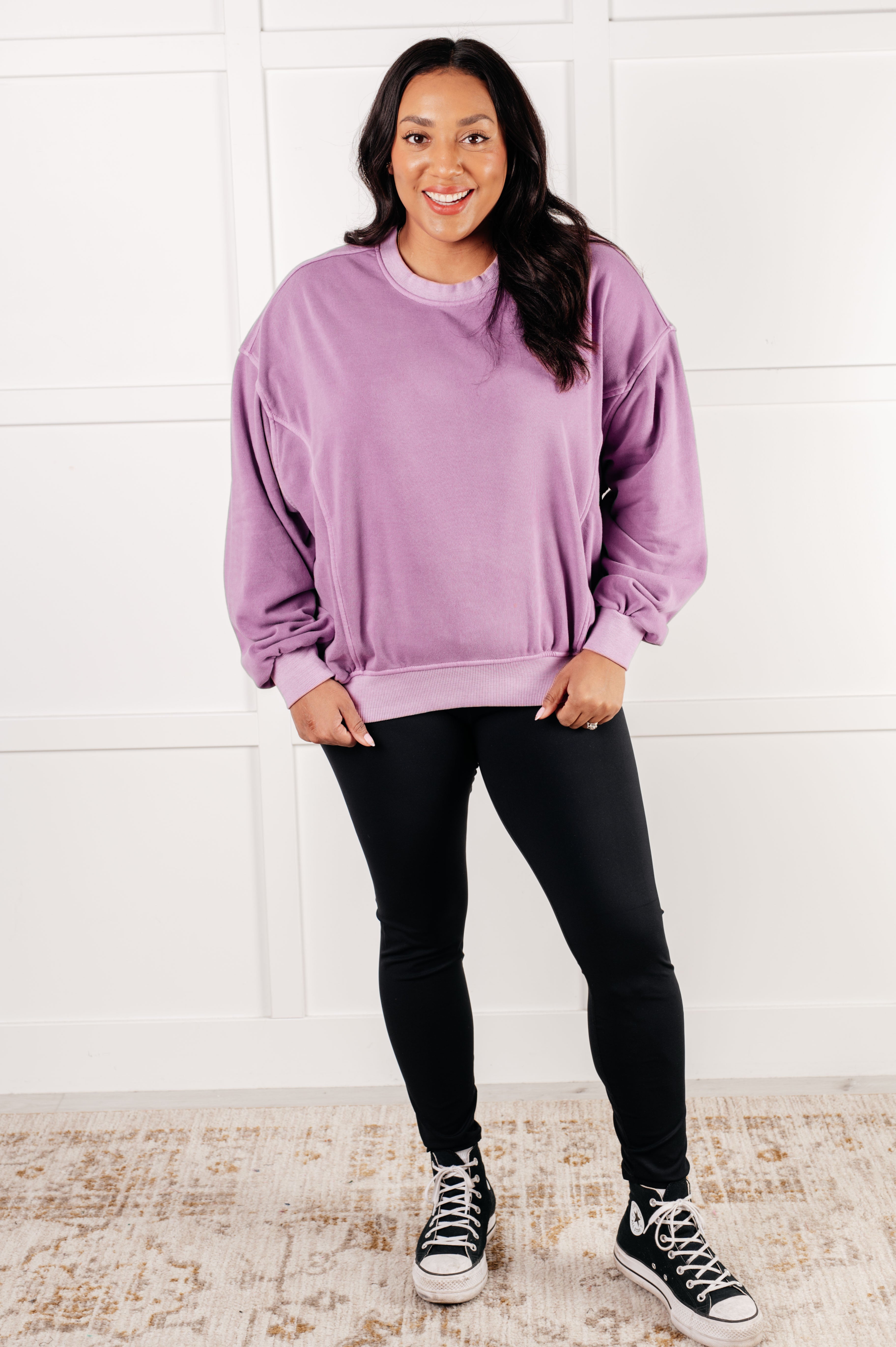 Cuddle Up Pullover in Violet