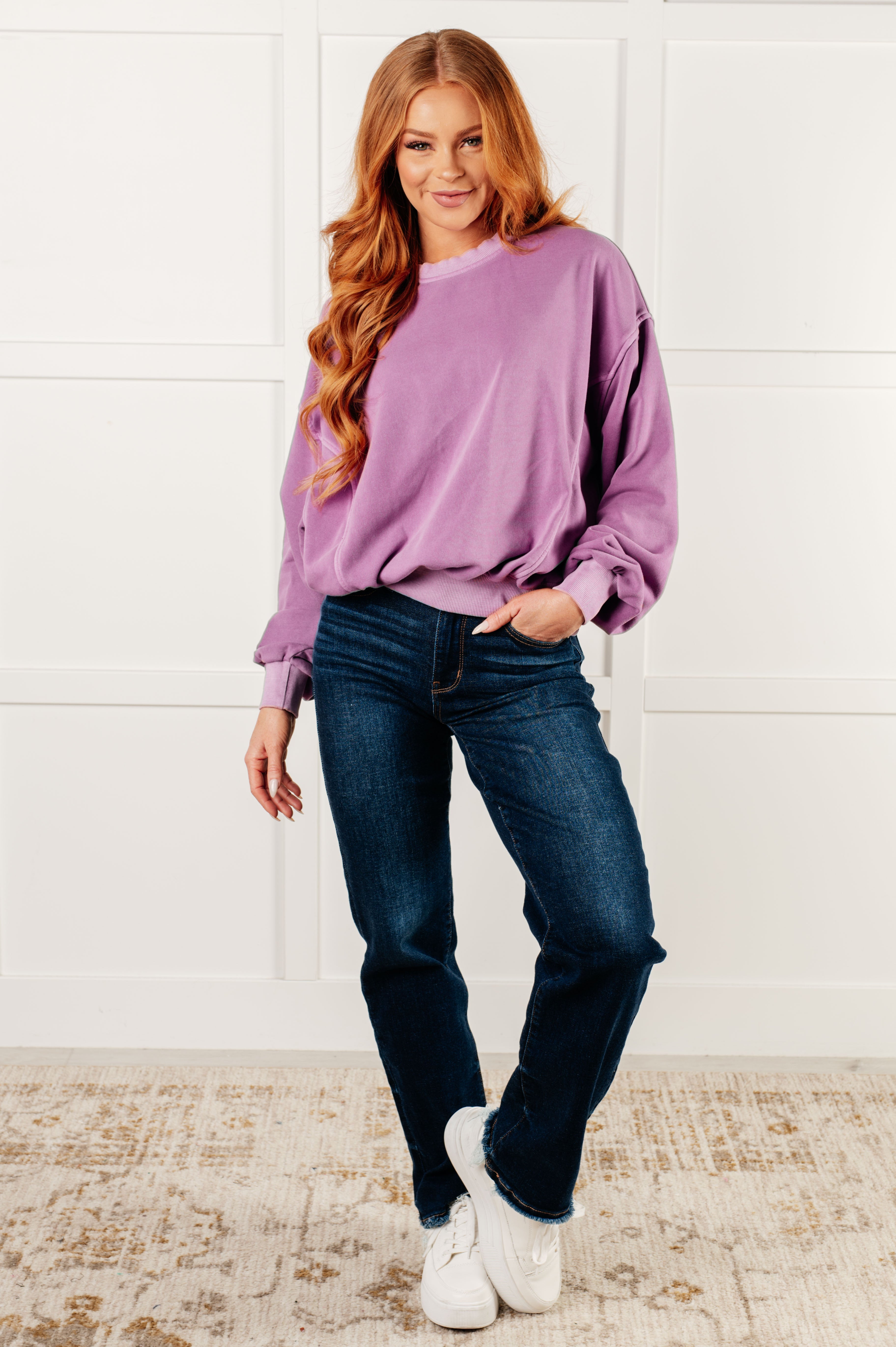 Cuddle Up Pullover in Violet