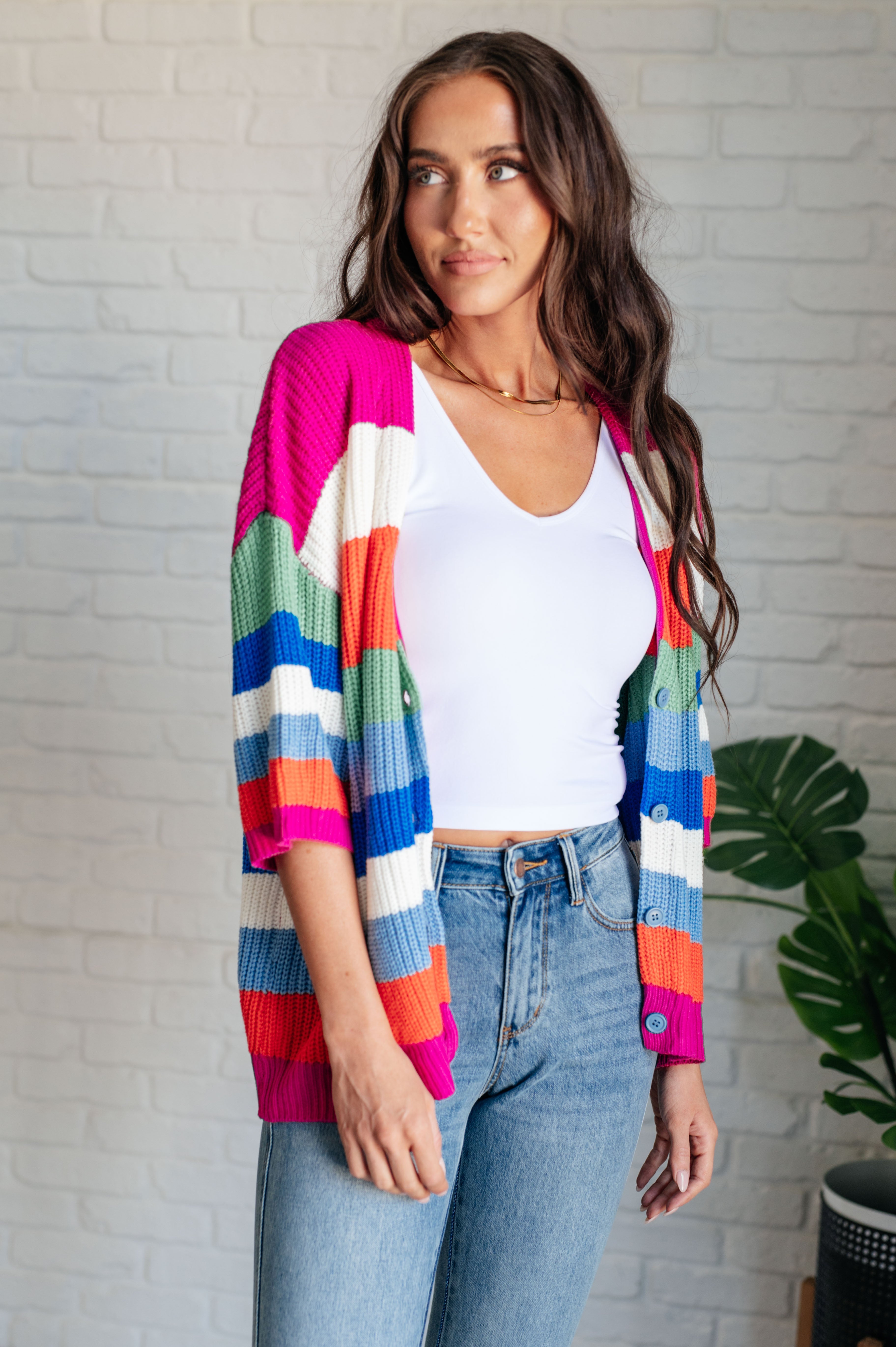 Colorful Button Down Cardigan