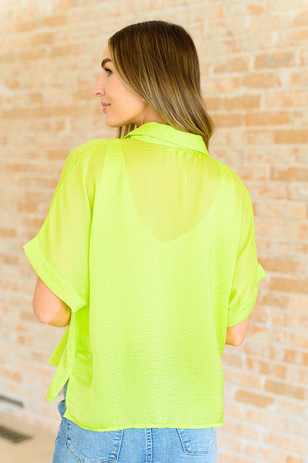 Bright Idea Neon Button Down Top in Citrus