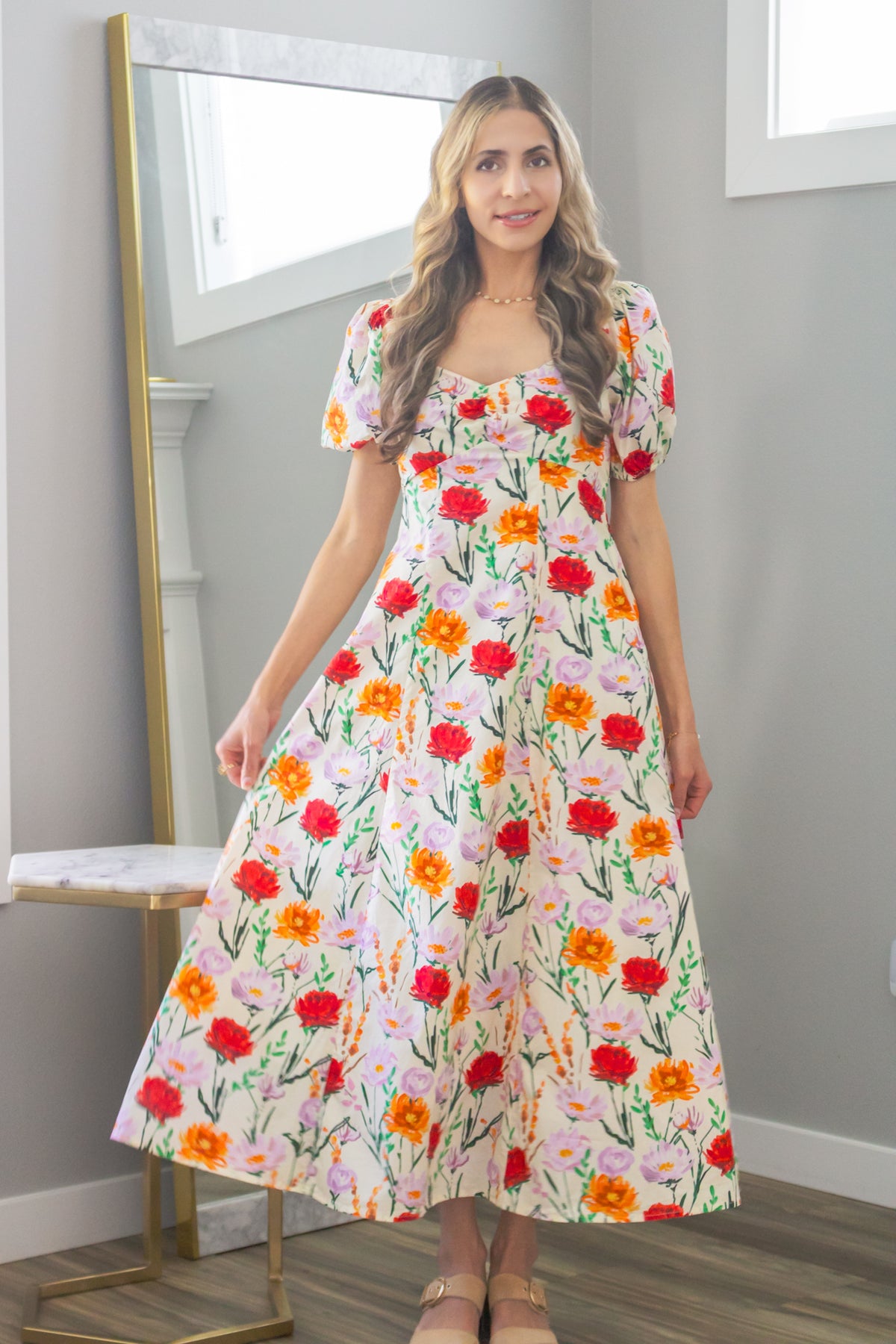 Autumn Wildflowers Babydoll Maxi Dress