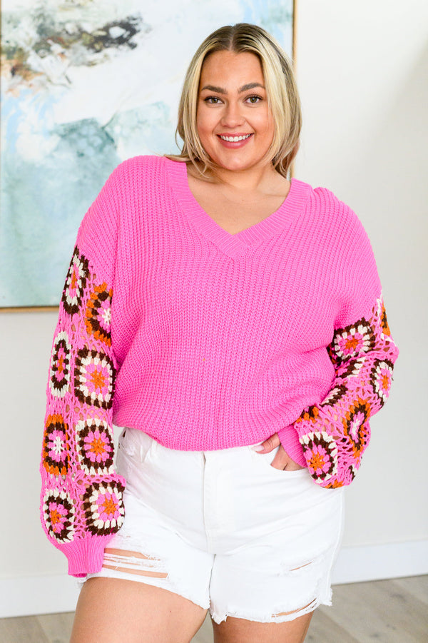 Can't Stop this Feeling V-Neck Hot Pink Knit Sweater