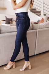 Judy BlueCelecia High Waist Hand Sanded Resin Skinny Jeans