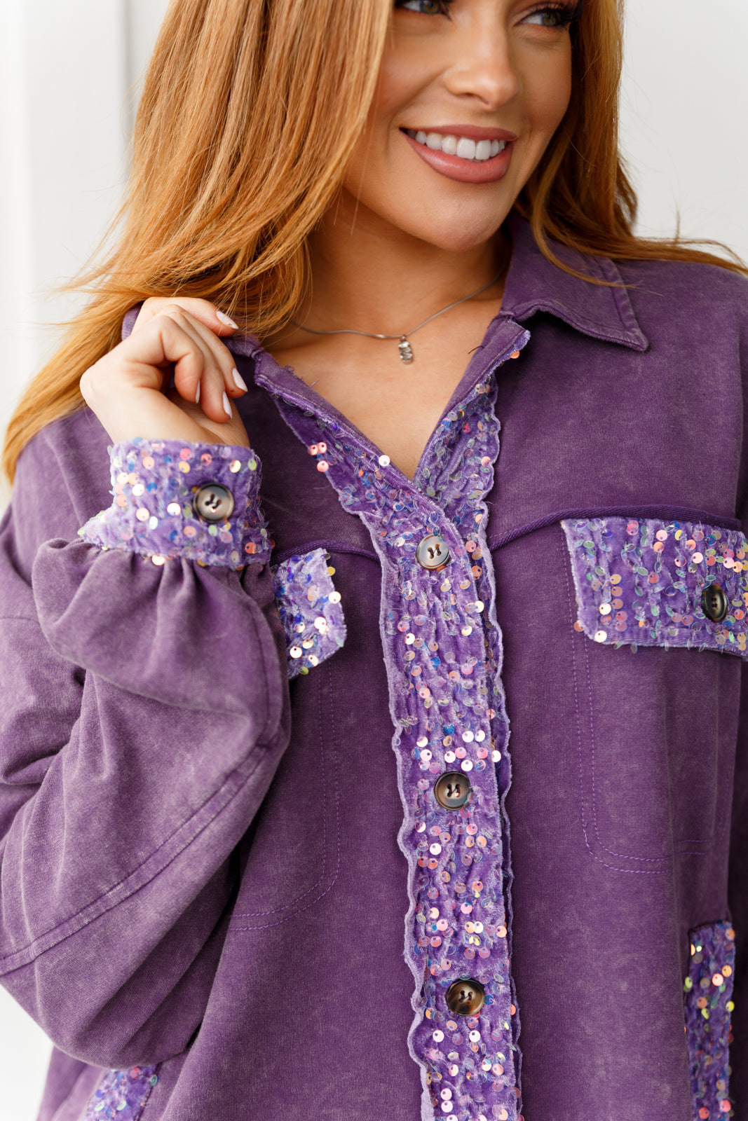 Sequins Shacket in Purple