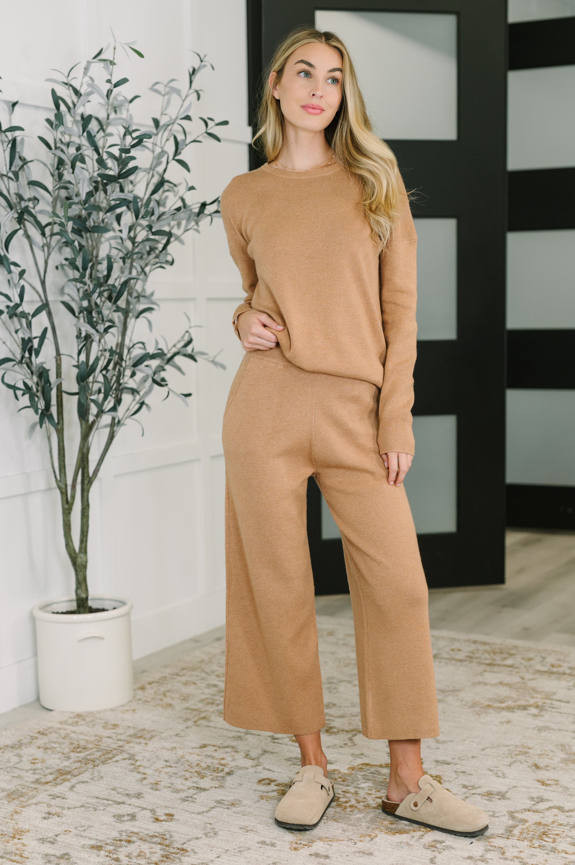 Clove Cashmere Culottes Bottoms in Camel