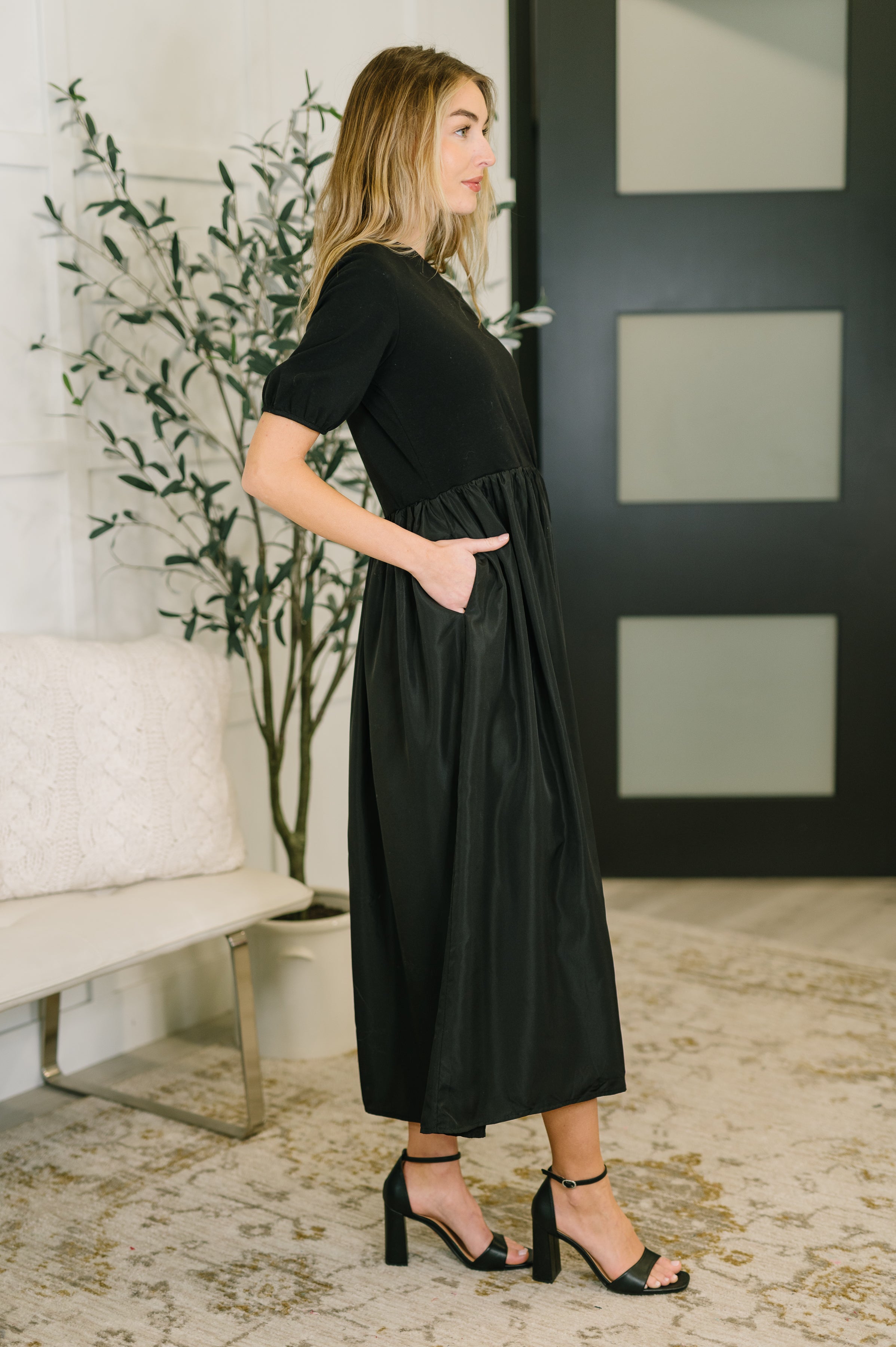 Classy Charm Midi Black Dress