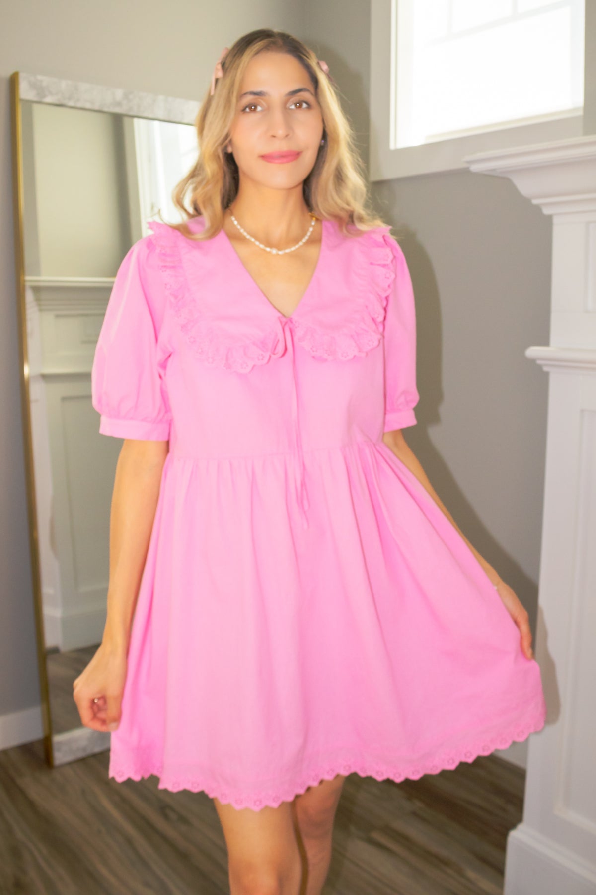 Peter Pan 100 Cotton Dress in Pink