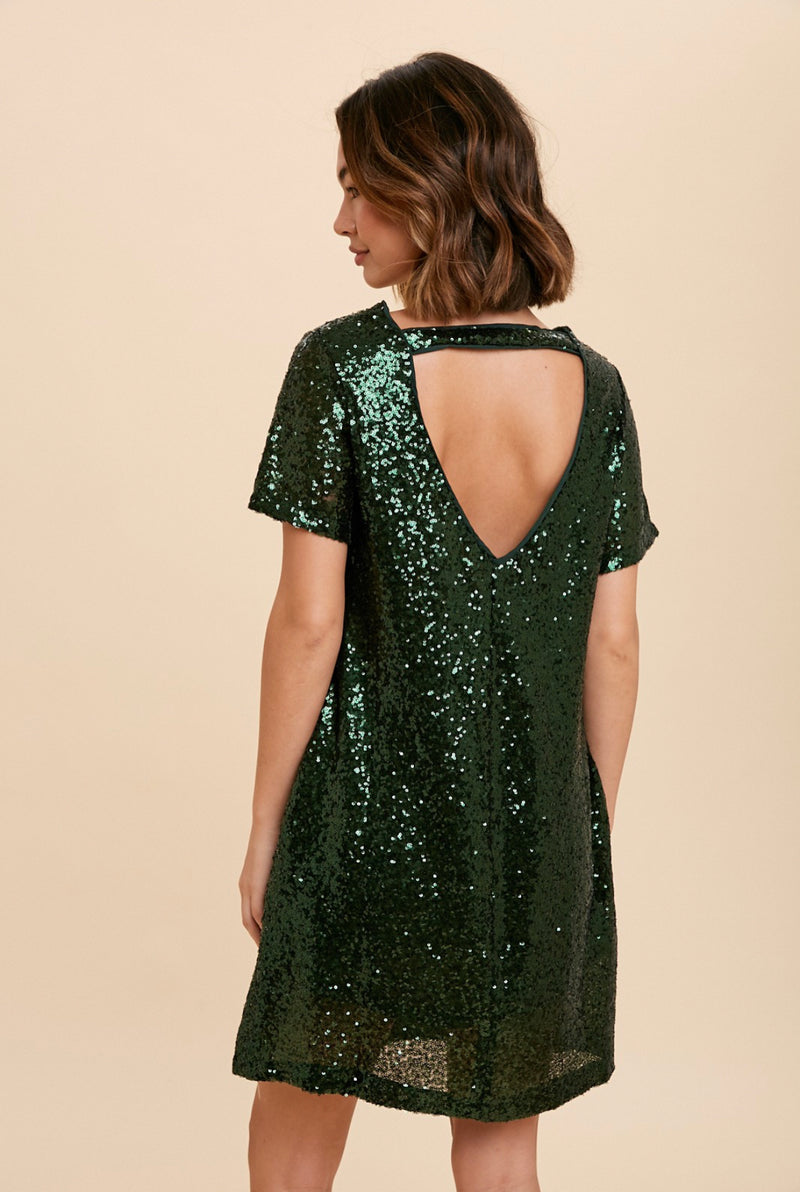 Emerald Green Swifty Sequin Shirt Dress Folklore Era