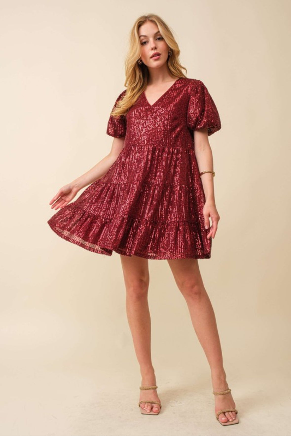 Sequin Shirt Dress In Swifty Red Era Final -SALE-