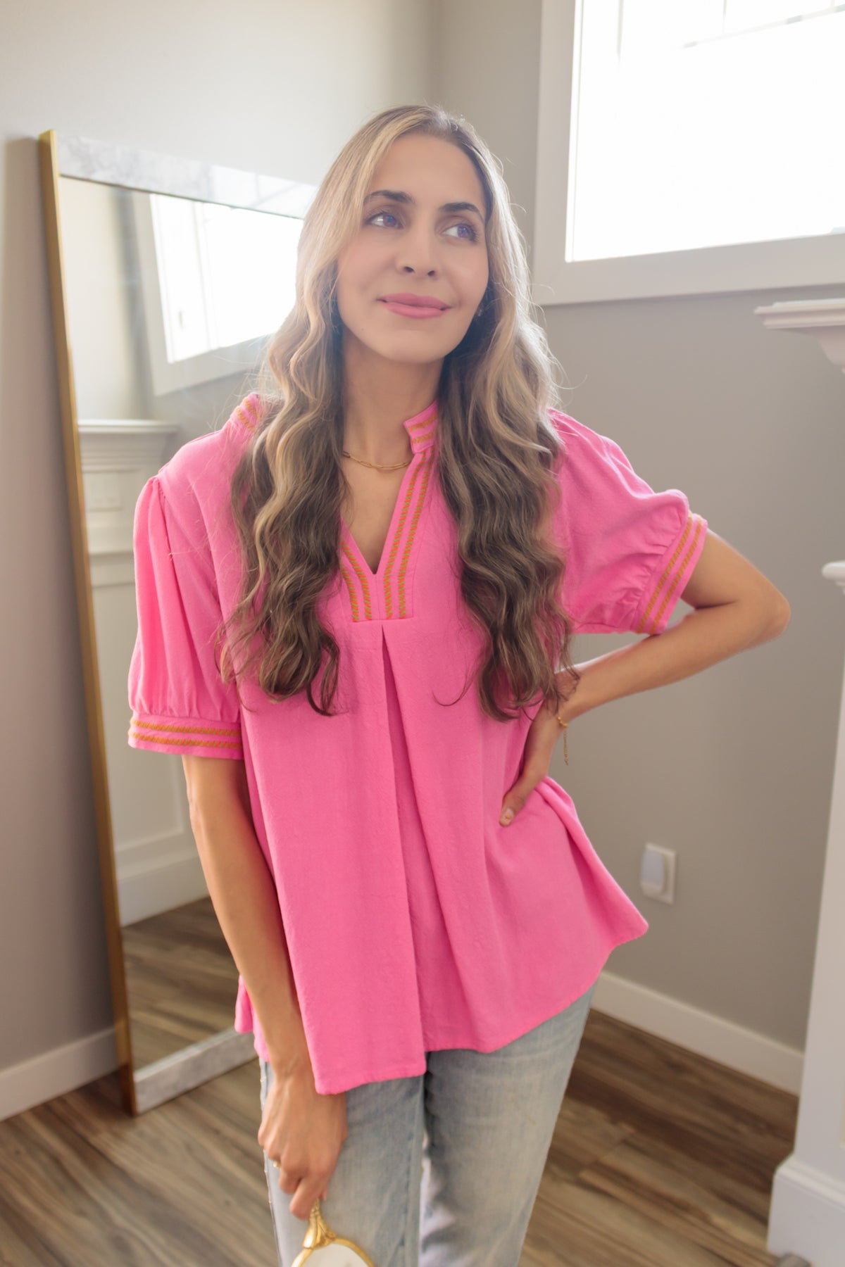 Love At First Sight Linen Top In Peony