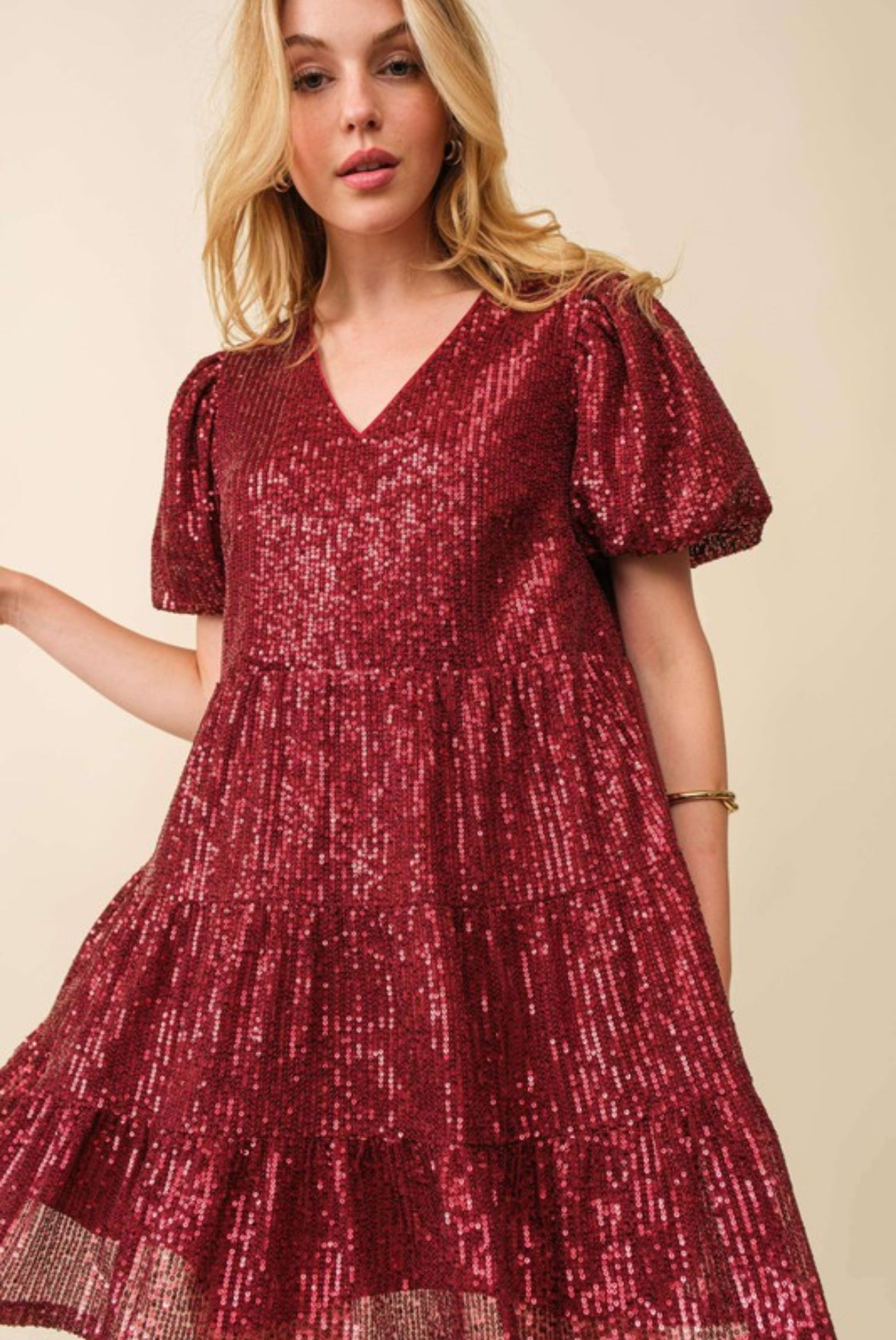 Sequin Shirt Dress In Swifty Red Era Final -SALE-