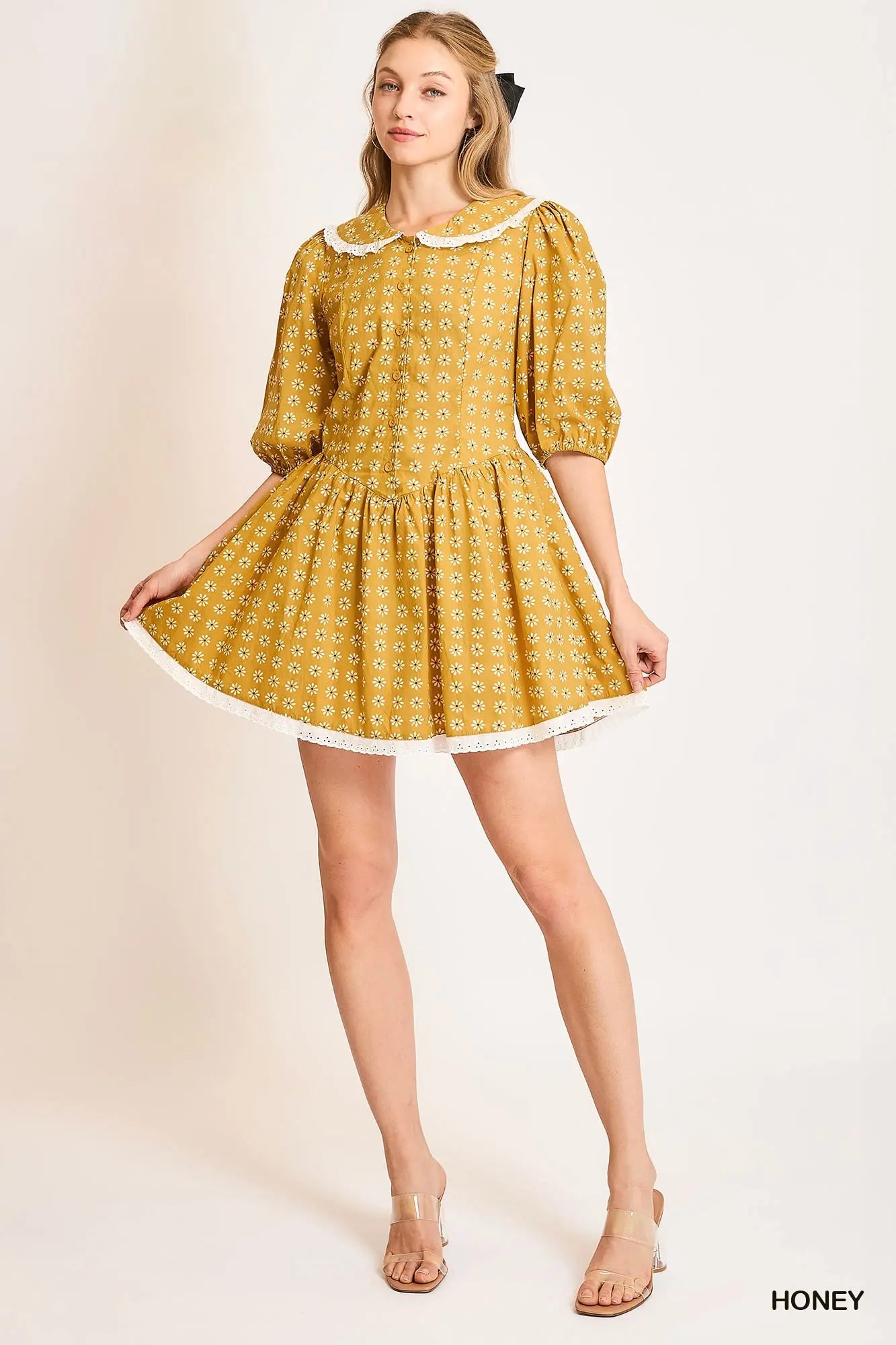 Sweet As Honey Peter Pan Cotton Dress
