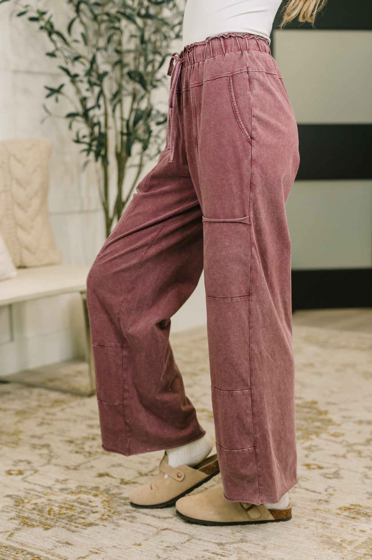 Cozy Mineral Wash High Waisted Sweat Pants