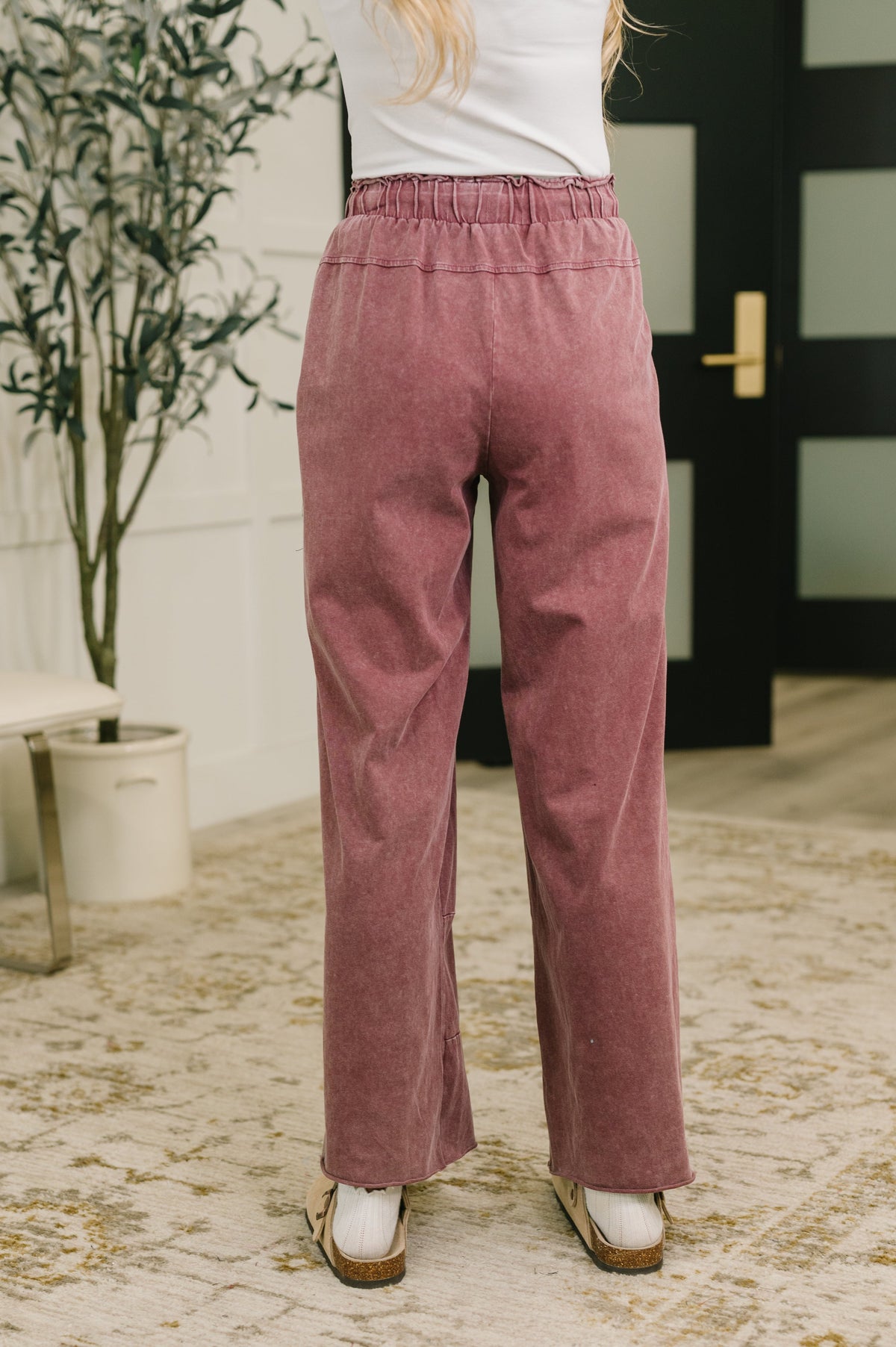 Cozy Mineral Wash High Waisted Sweat Pants