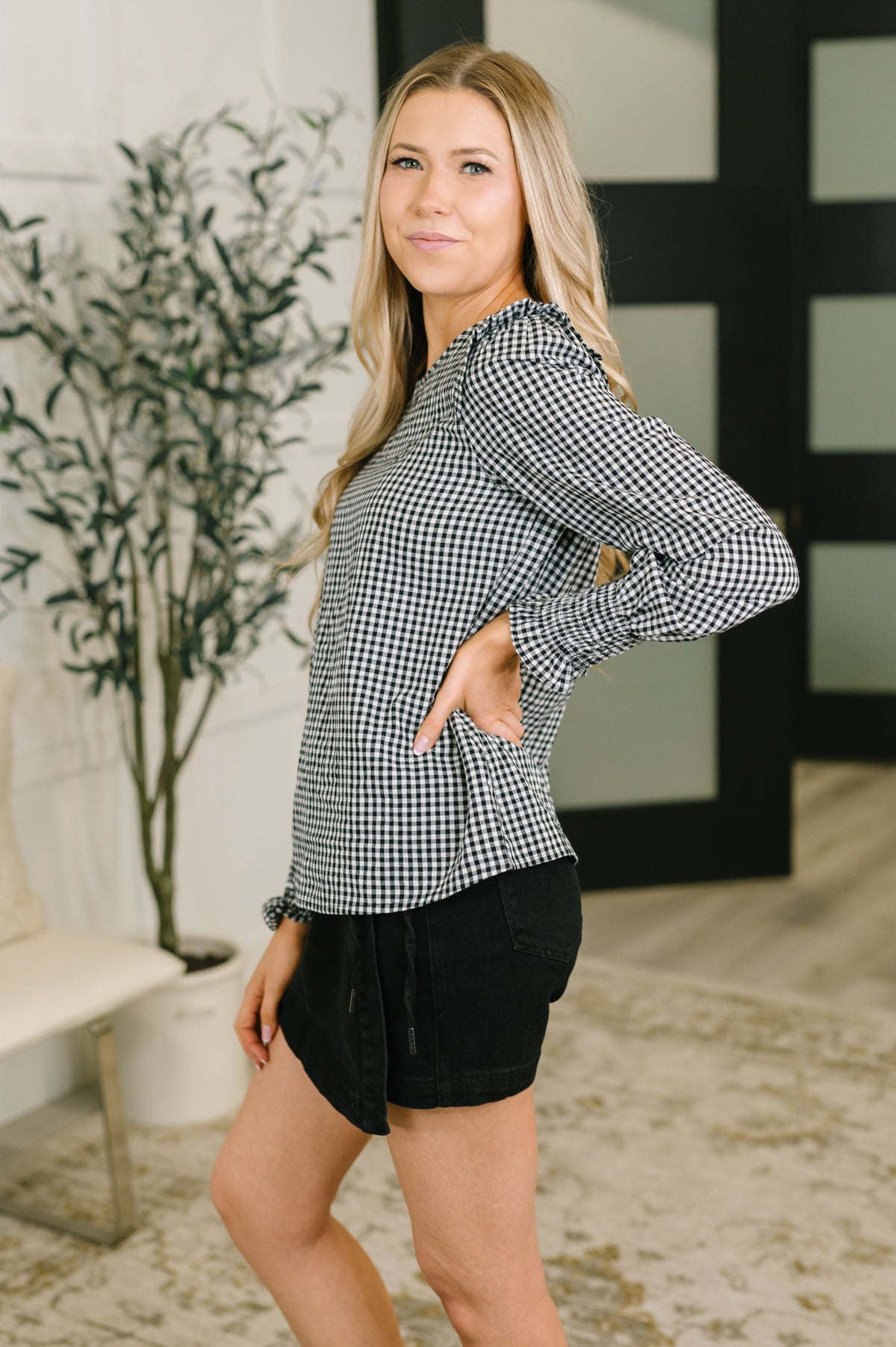 Lovely Feeling Gingham Cotton Blouse