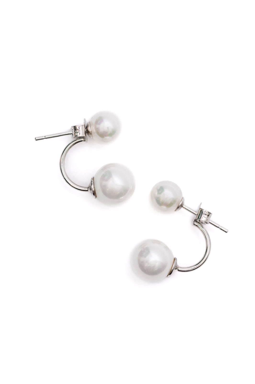 Double Pearl Stud 925 Sterling Silver Earrings