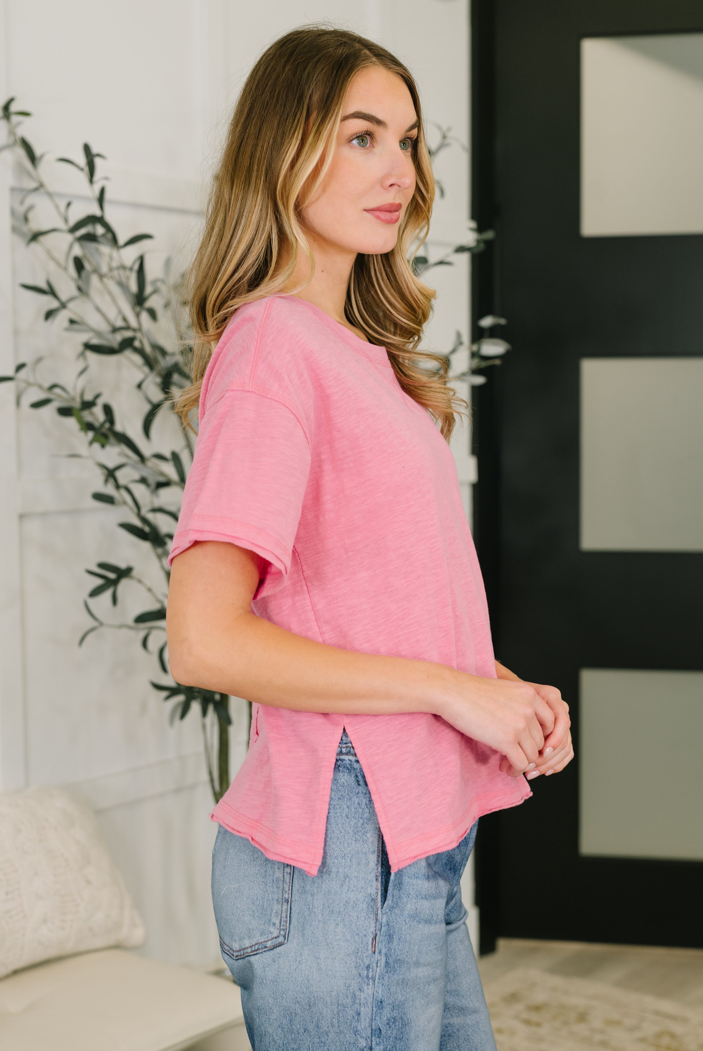 Effortless Edit Cotton Tee in Candy Pink