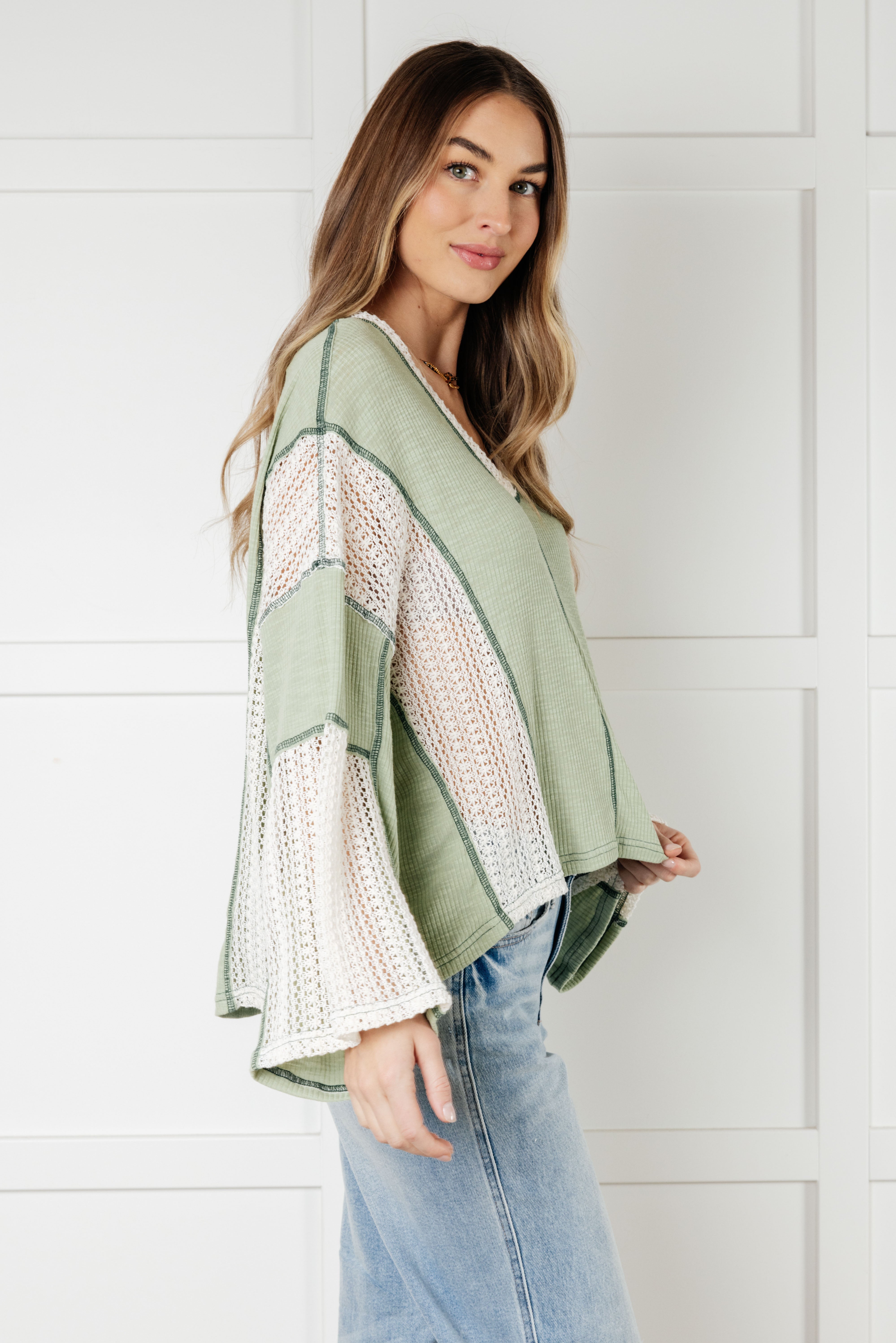 Serene Sage Patchwork Top