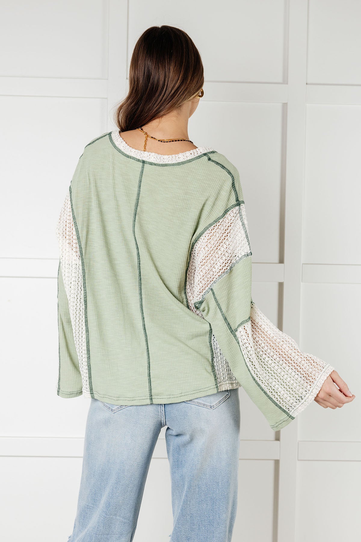 Serene Sage Patchwork Top