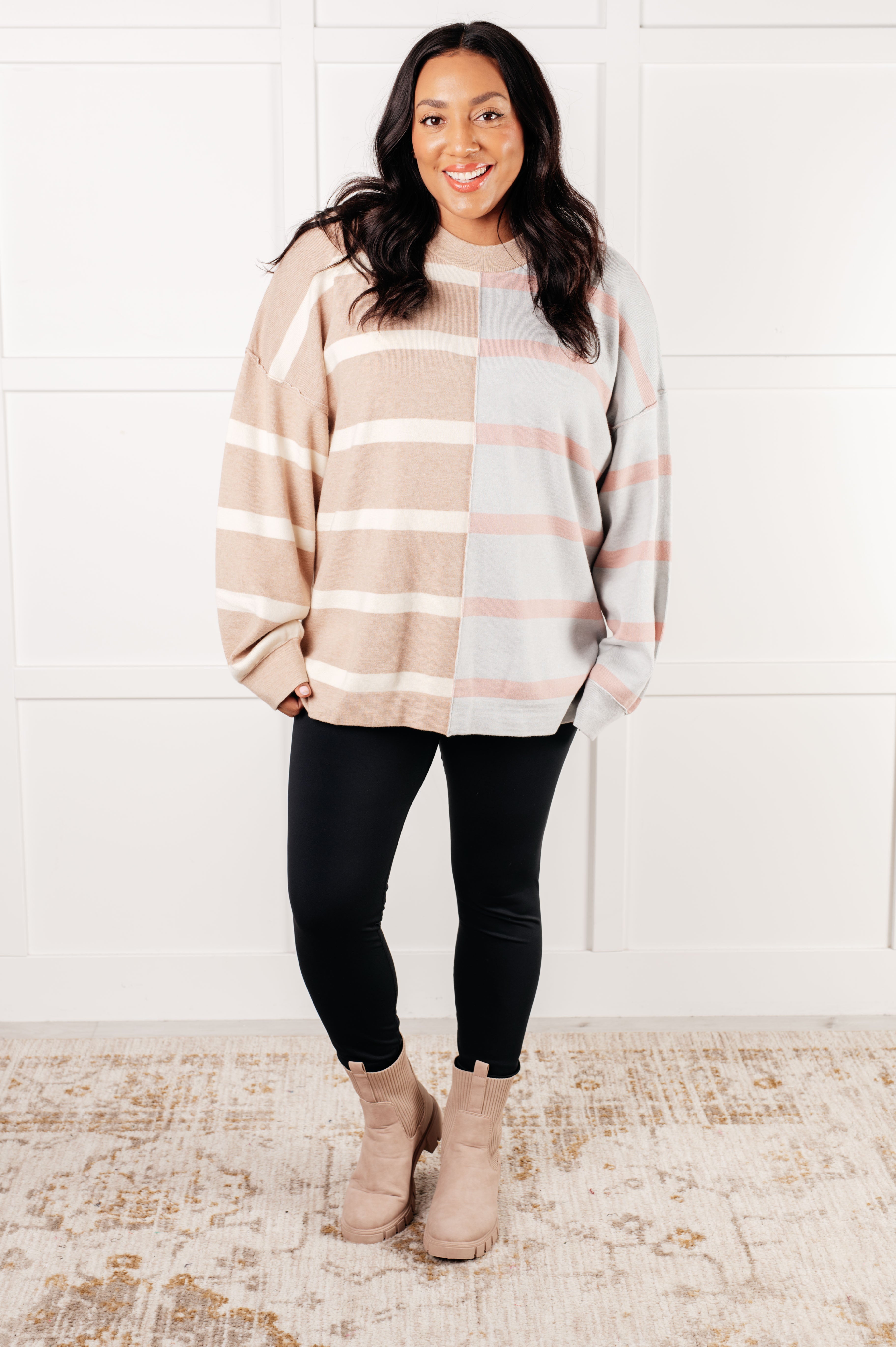 Cute Striped Patchwork Sweater