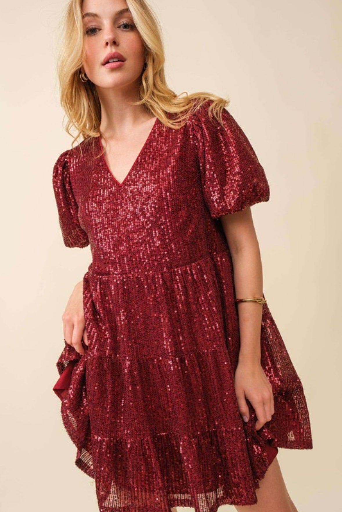 Sequin Shirt Dress In Swifty Red Era Final -SALE-