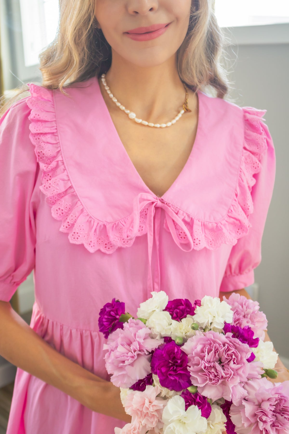 Peter Pan 100 Cotton Dress in Pink