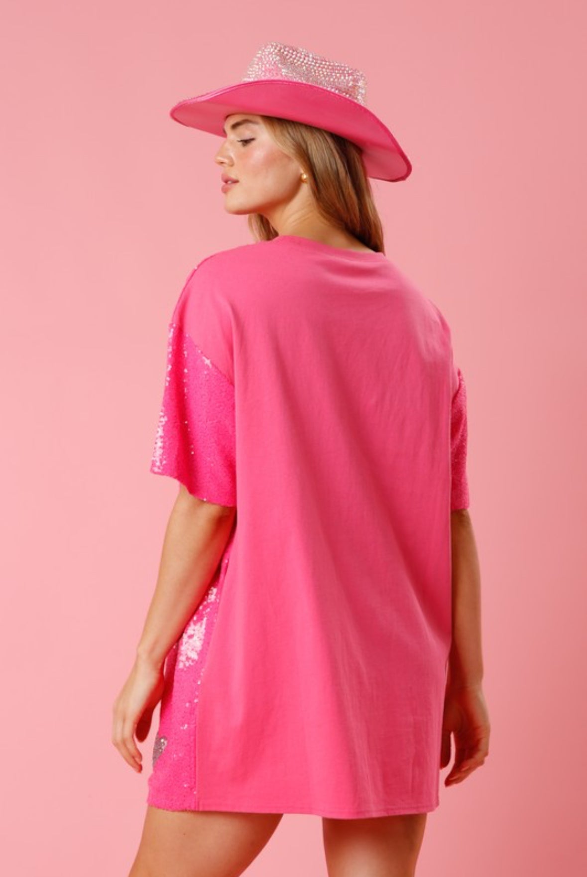 Pink Sequin Shirt Dress in Swifty Lover Era -Preorder