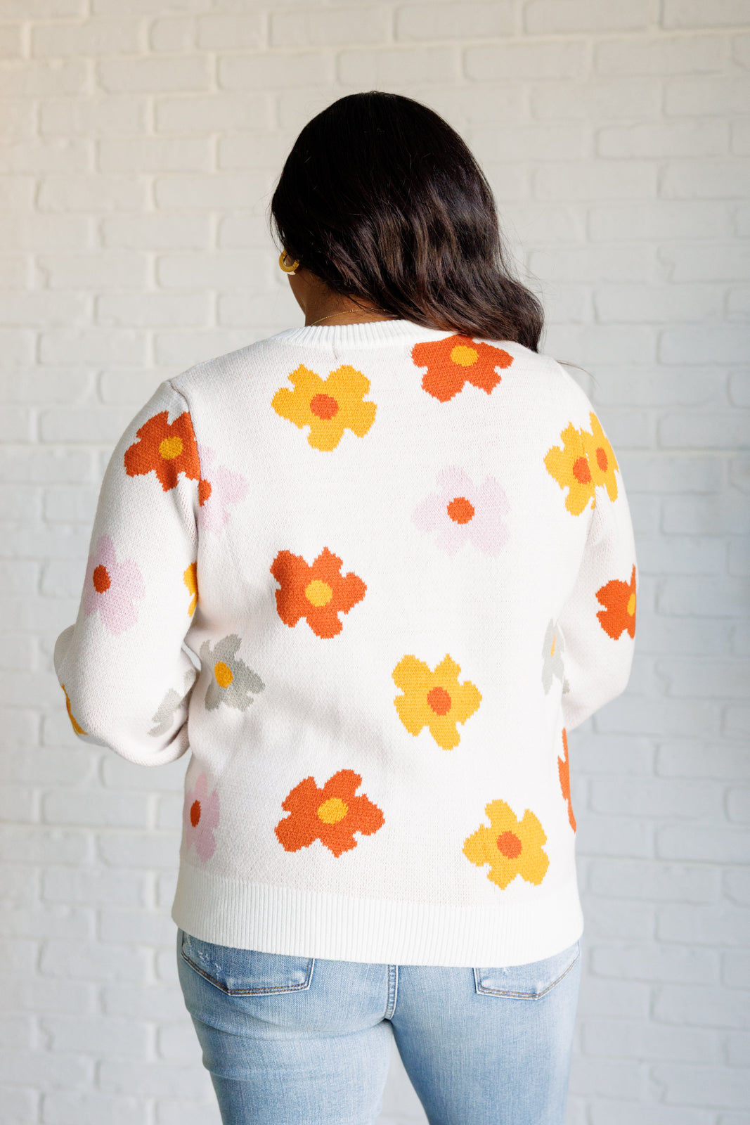 Falling Flowers Floral Daisy Sweater